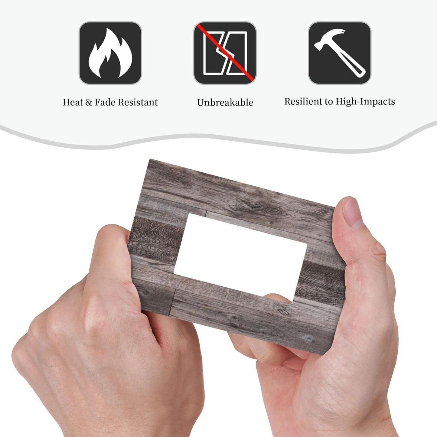 Decorative Outlet Covers Rustic Dark Grey Wood Retro Country Wooden 1 Gang Single Rocker Light Switch Cover Plate Wall Plates GFCI Faceplate for Farmhouse Cabin Decor
