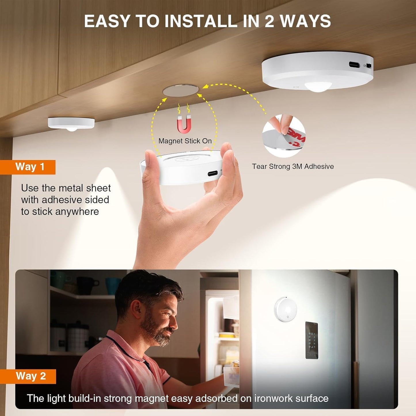 Puck Lights Cordless with Remote Control, 2200mAh Rechargeable Under Counter Lighting,3 Color Temperatures Dimmable Under Cabinet,Closet Light,Tap Light for Hallway (White, 5PCS)