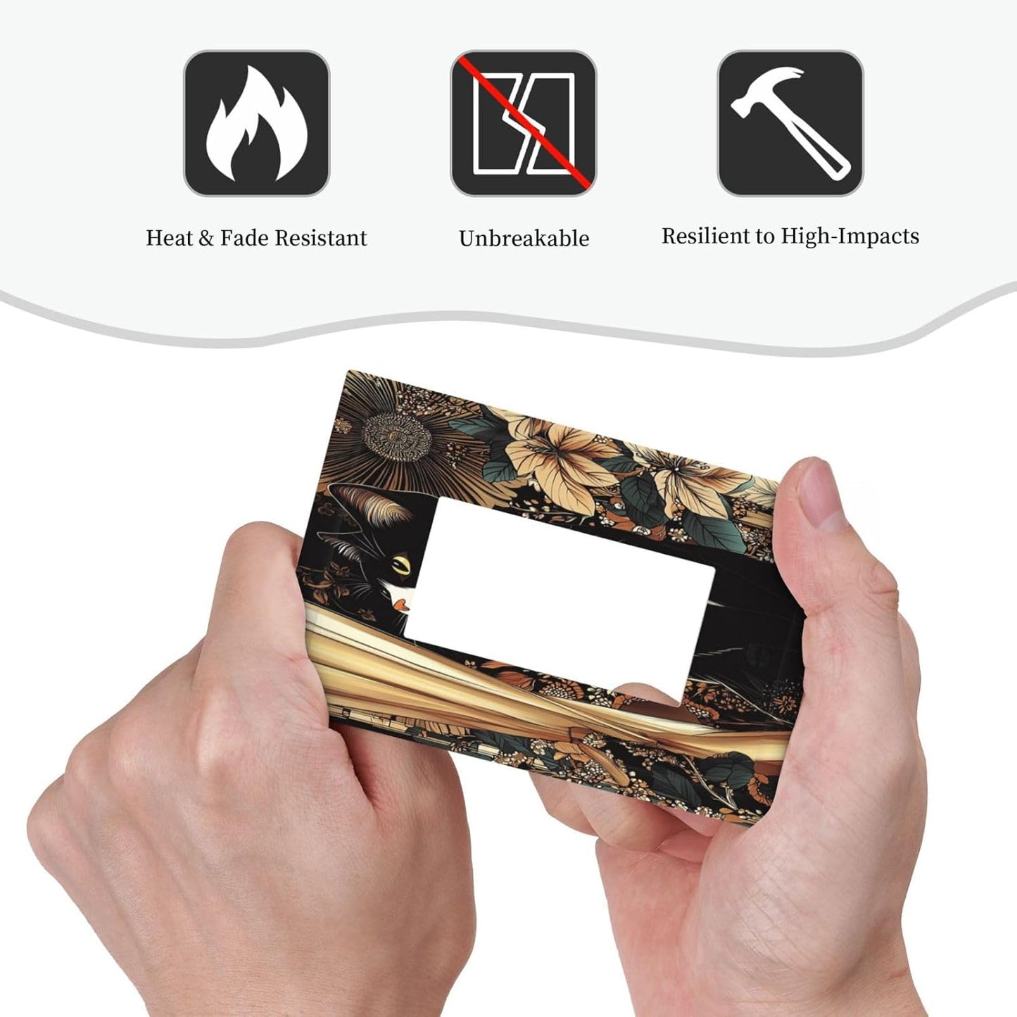 Decorative Outlet Covers Boho Mandala Floral Black Cat Vintage Flower 1 Gang Single Rocker Light Switch Cover Plate Wall Plates Gfci Faceplate For Farmhouse Home Decor