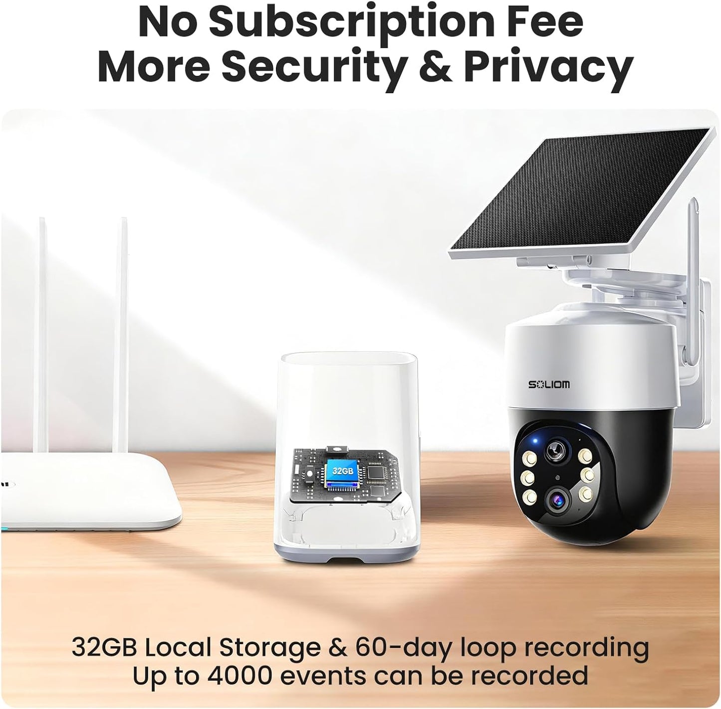 SOLIOM- True 8MP HD Security Cameras Outdoor Wireless, Add-On Camera, Solar Powered, Auto Tracking,Requires Homebase, Homebase Supports Up to 4 Cams