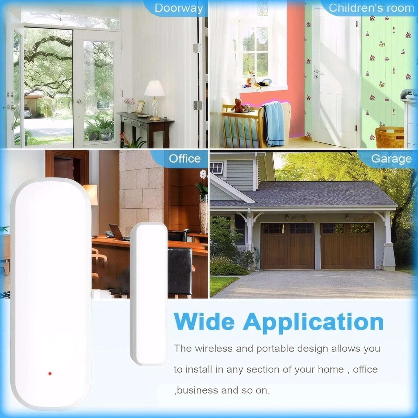 Smart WiFi Door/Window Sensor | Tuya Smart Alarm, Wireless Entry Detector with Real-Time Alerts, Compatible with Alexa/Google Home, No Hub Required (1Pack)