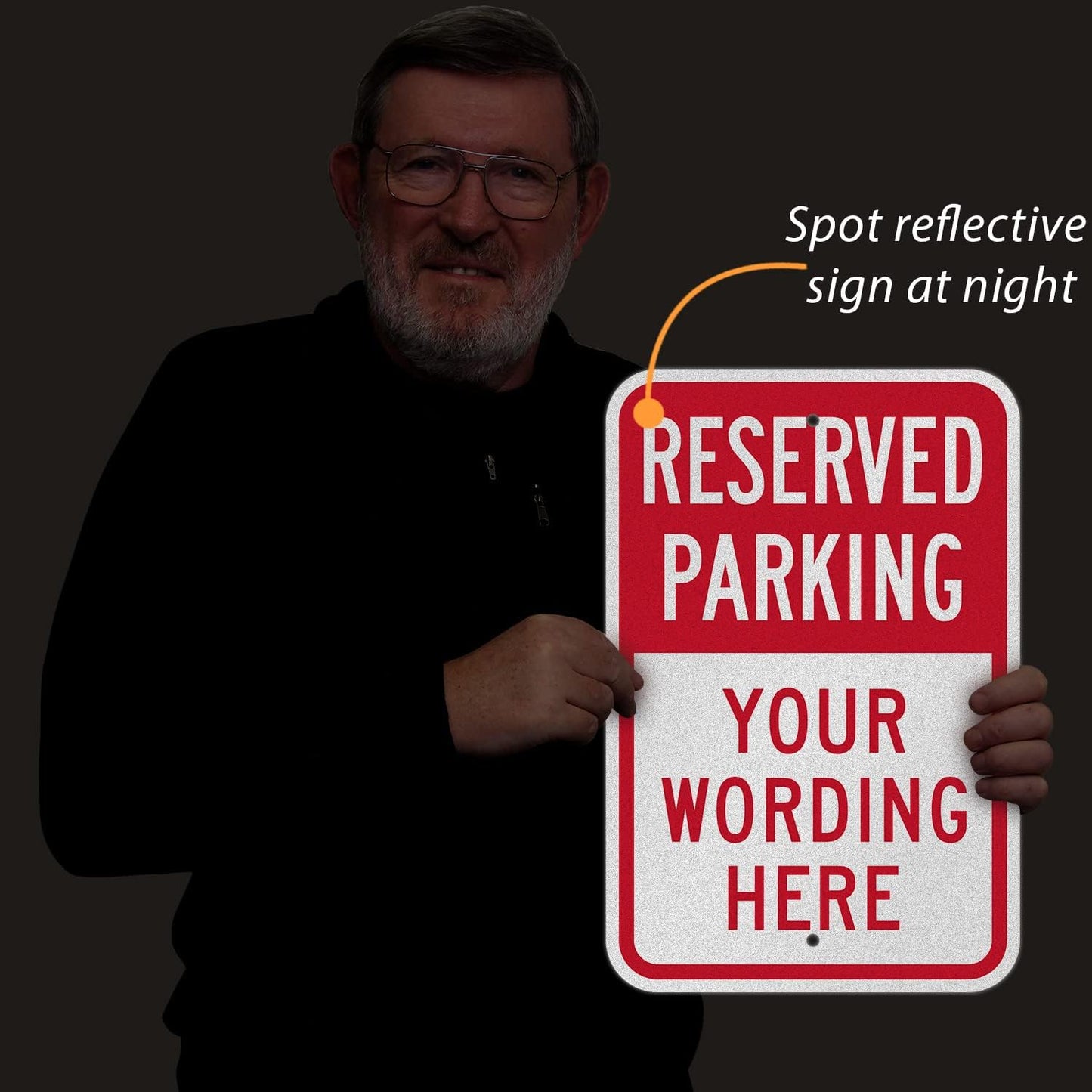 SmartSign 18 x 12 inch Custom “Reserved Parking” Metal Sign, Add Text, 63 mil Aluminum, 3M Laminated Engineer Grade Reflective Material, Red and White, Made in USA