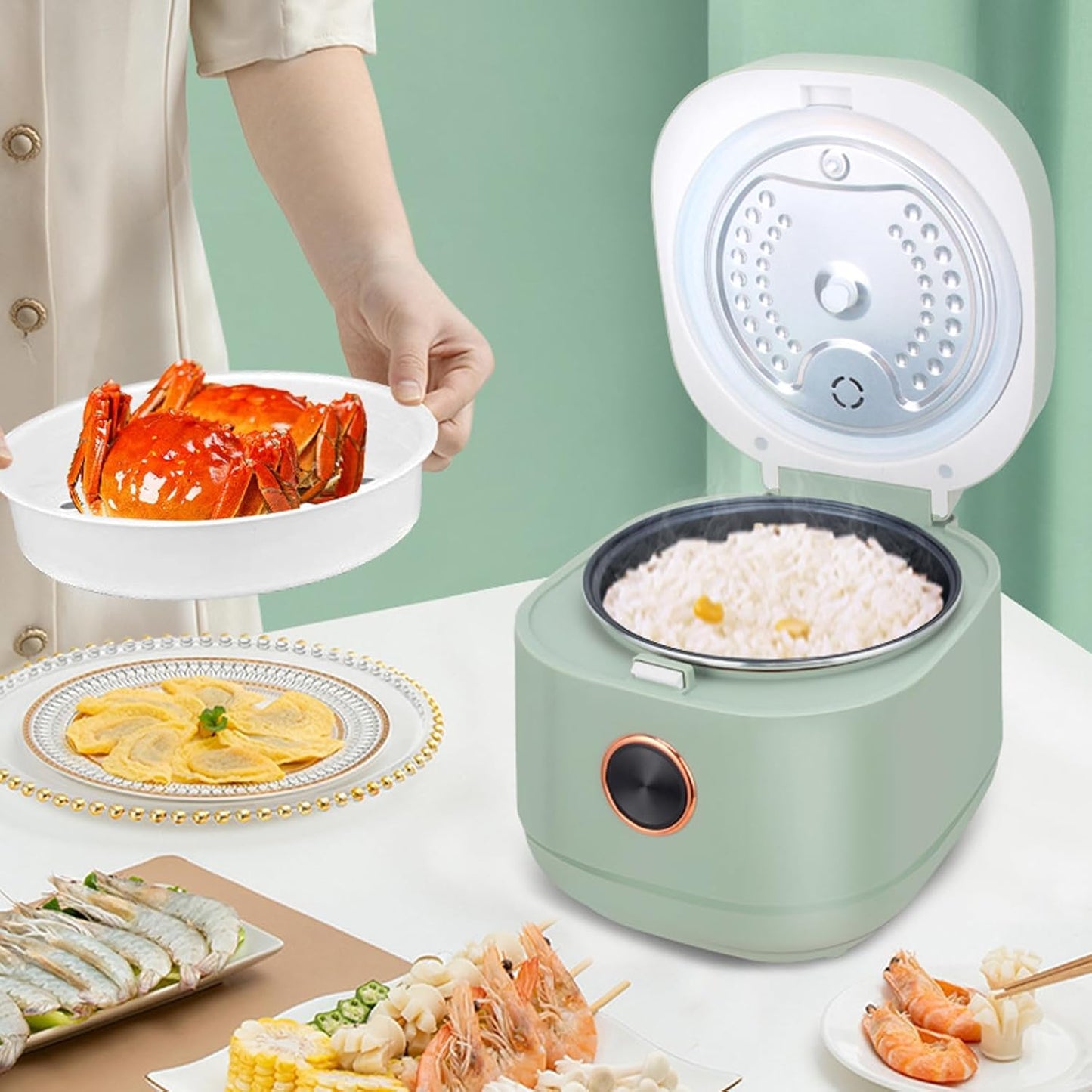 Rice Cooker and Steamer, Cooker, 5L Large Capacity/Fast Cooking/Non-Stick Coating, Smart Small for Home Use