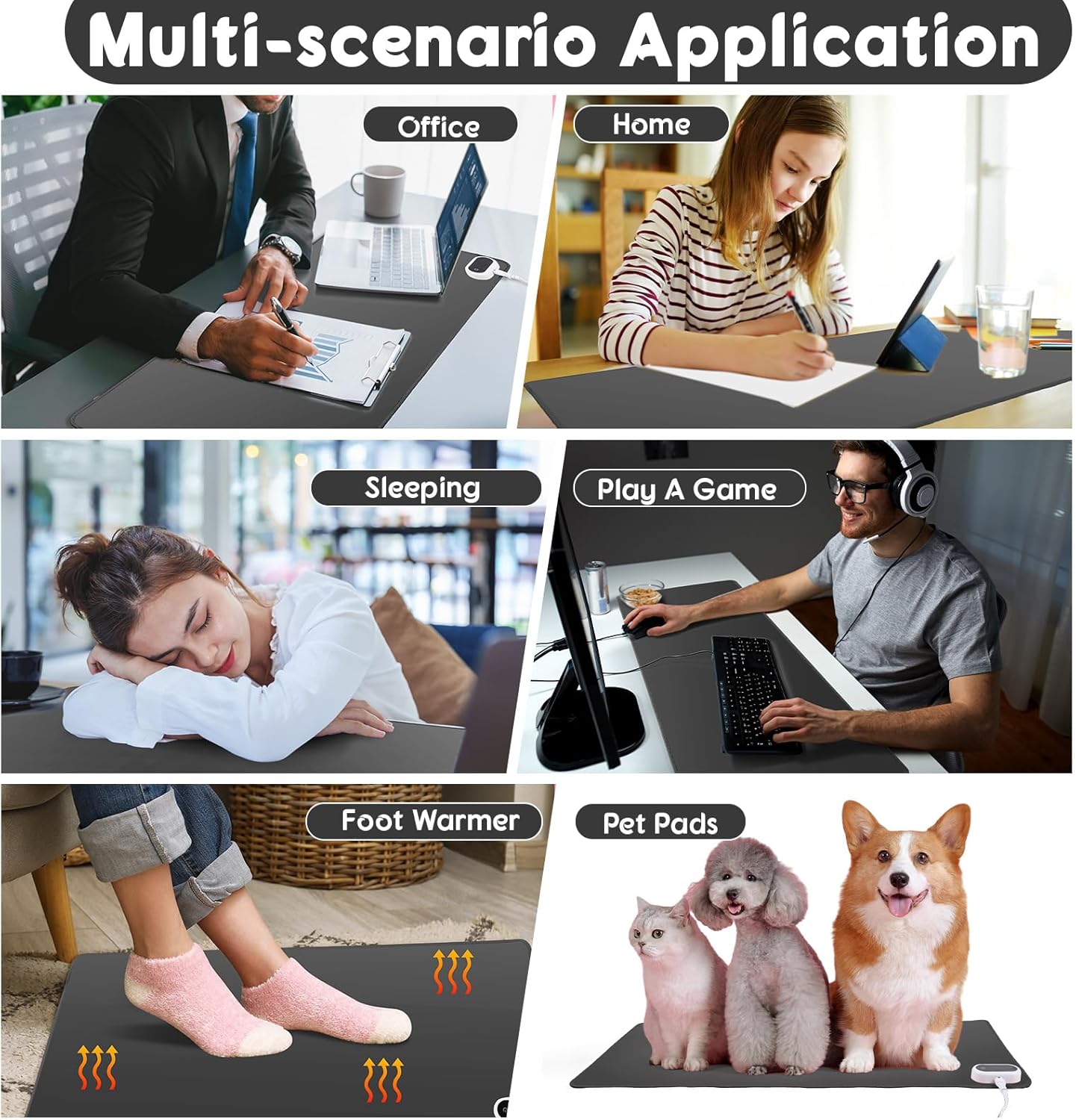 Konohan Heated Large Desk Mat PU Leather Warm Mouse Pad with 5 Heating Level & 4 Hour Auto Shut-Off Heating Keyboard Pad Warmer Gaming Mice Mat Only Supports 110v(Gray Color,23.6"x 14.2")