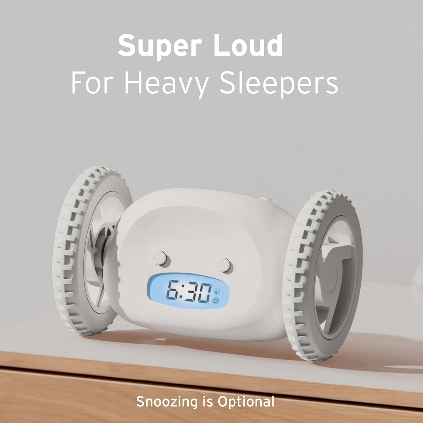 CLOCKY Extra Loud Alarm Clock for Heavy Sleepers on Wheels Rolls Runs Away Vibrating, Easy to Set Super Smart Snooze Digital Bed Shaker Alarm Clock Funny Gift for Adults Kids Teens Bedrooms (Mist)
