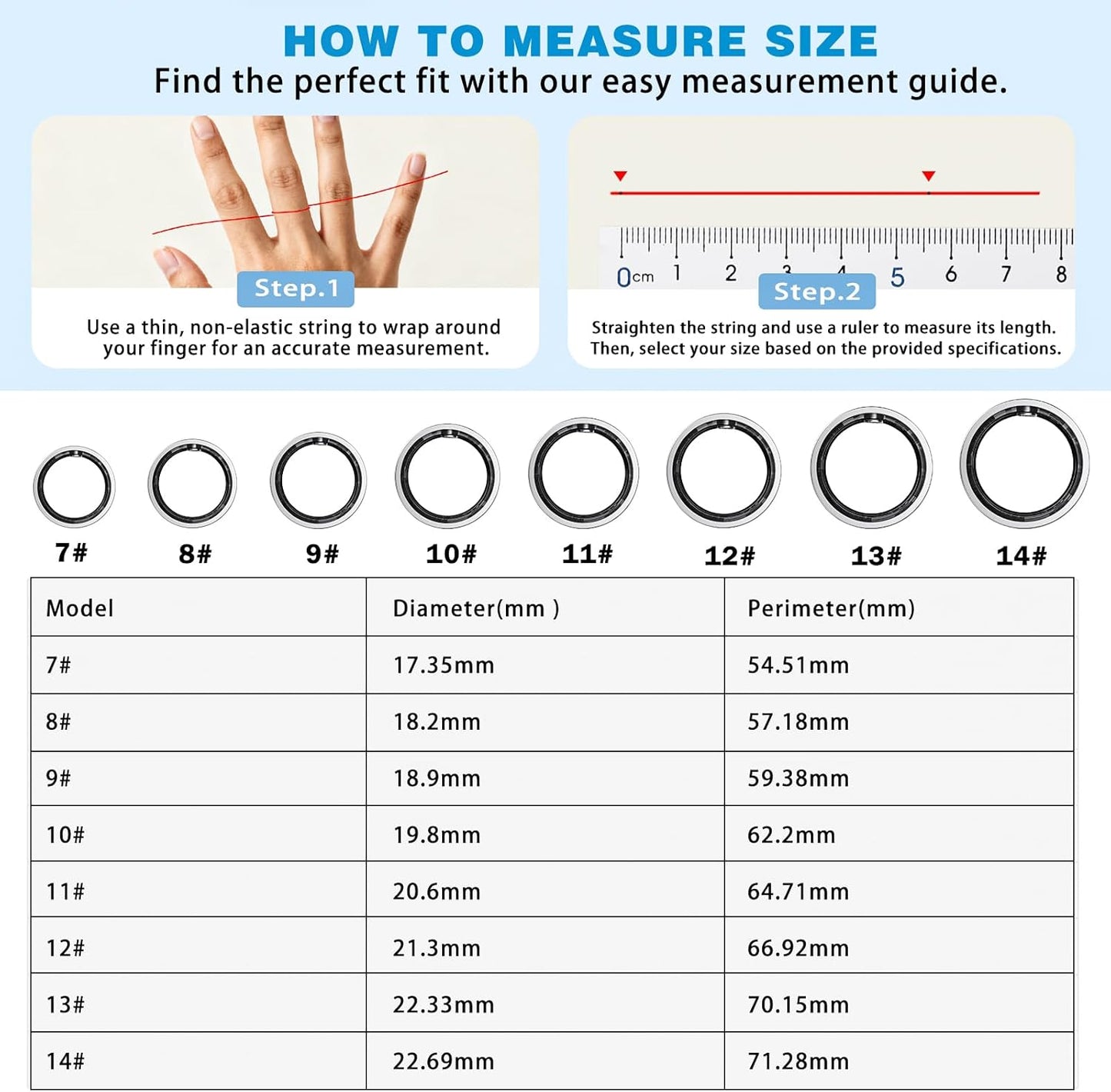 Smart Ring for Women Men, Fitness Ring with Heart Rate, SpO2, Sleep Monitoring, Pedometer Monitoring,IP68 Waterproof, No Subscription Fee(Silver 11)