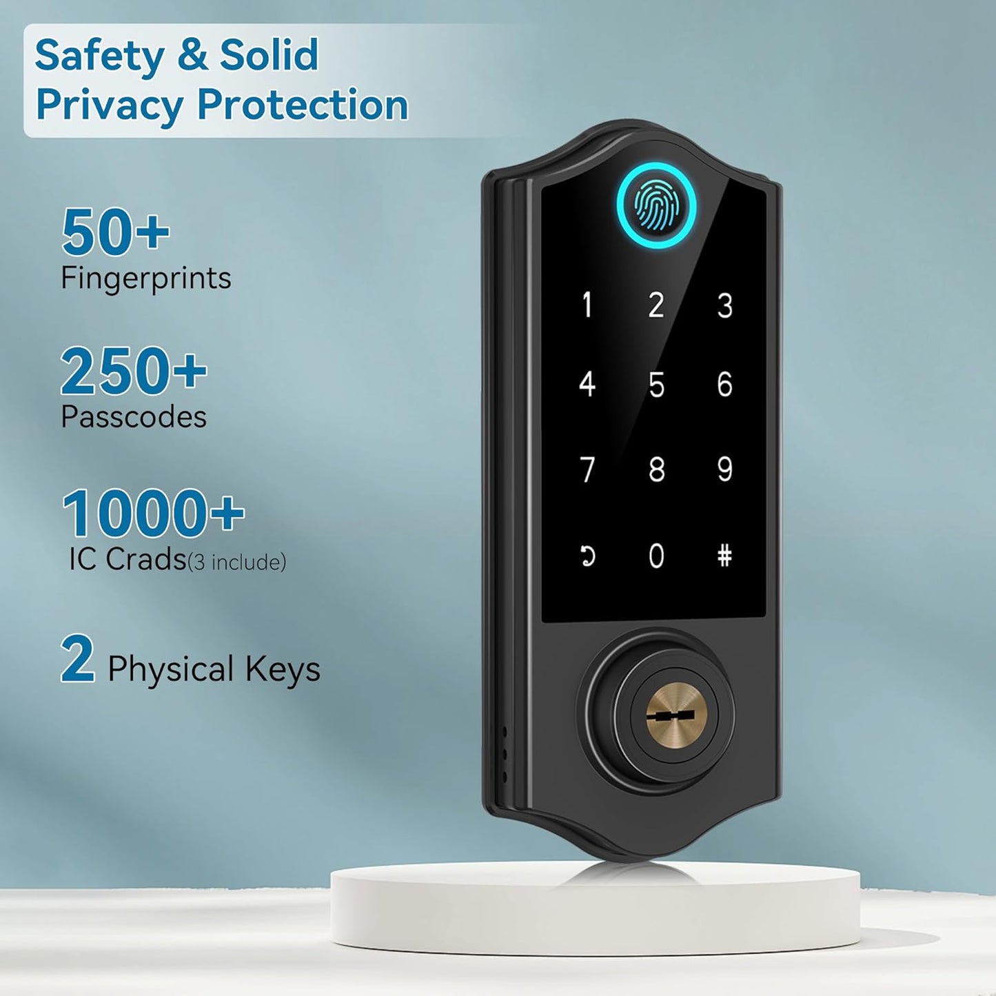 Harfo Fingerprint Smart Door Lock for Front Door with Handle Set, App Control, Keyless Entry Keyless Deadbolt, Digital Electronic Touchscreen Keypad, Auto Lock, Easy to Install, Black