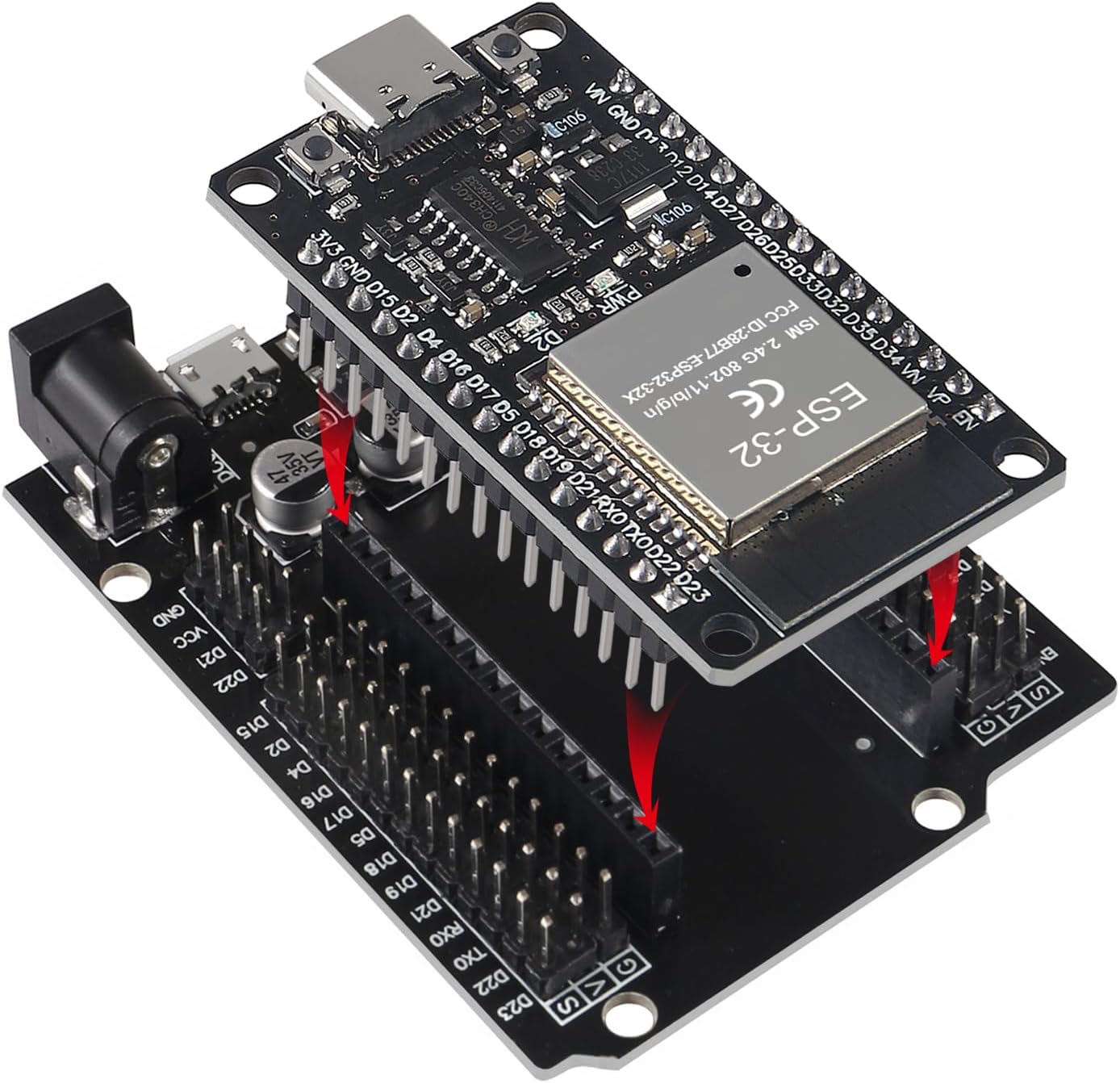 3Set ESP32 ESP-32S WiFi Development Board NodeMCU-32S Microcontroller Processor Integrated with ESP32 Development Board GPIO Breakout Board 30Pin Type-C Micro USB Dual Interface ESP32 Shield 30P