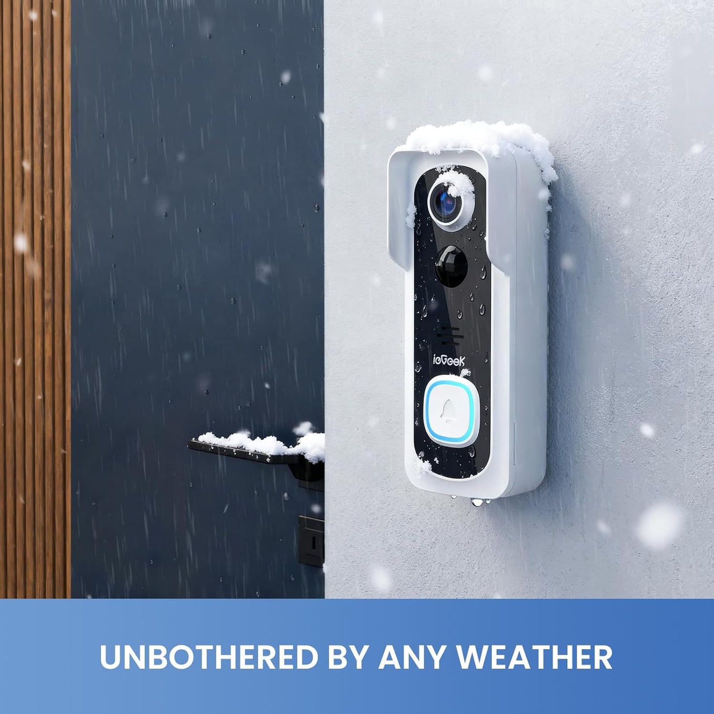 ieGeek Doorbell Camera Wireless No Subscription, 2K 3MP HD View, 2-Way Talk, PIR Motion Detection, Wireless Video Doorbell with Chime, Only Supports 2.4GHz WiFi, Local & Cloud Storage, White