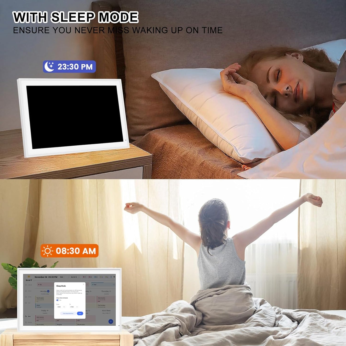 21.5 Inch Digital Calendar, Smart Digital Planner & Chore Chart, IPS FHD 1920x1080 Wall Touch Screen Display for Family Schedules - Share Photos/Videos via App