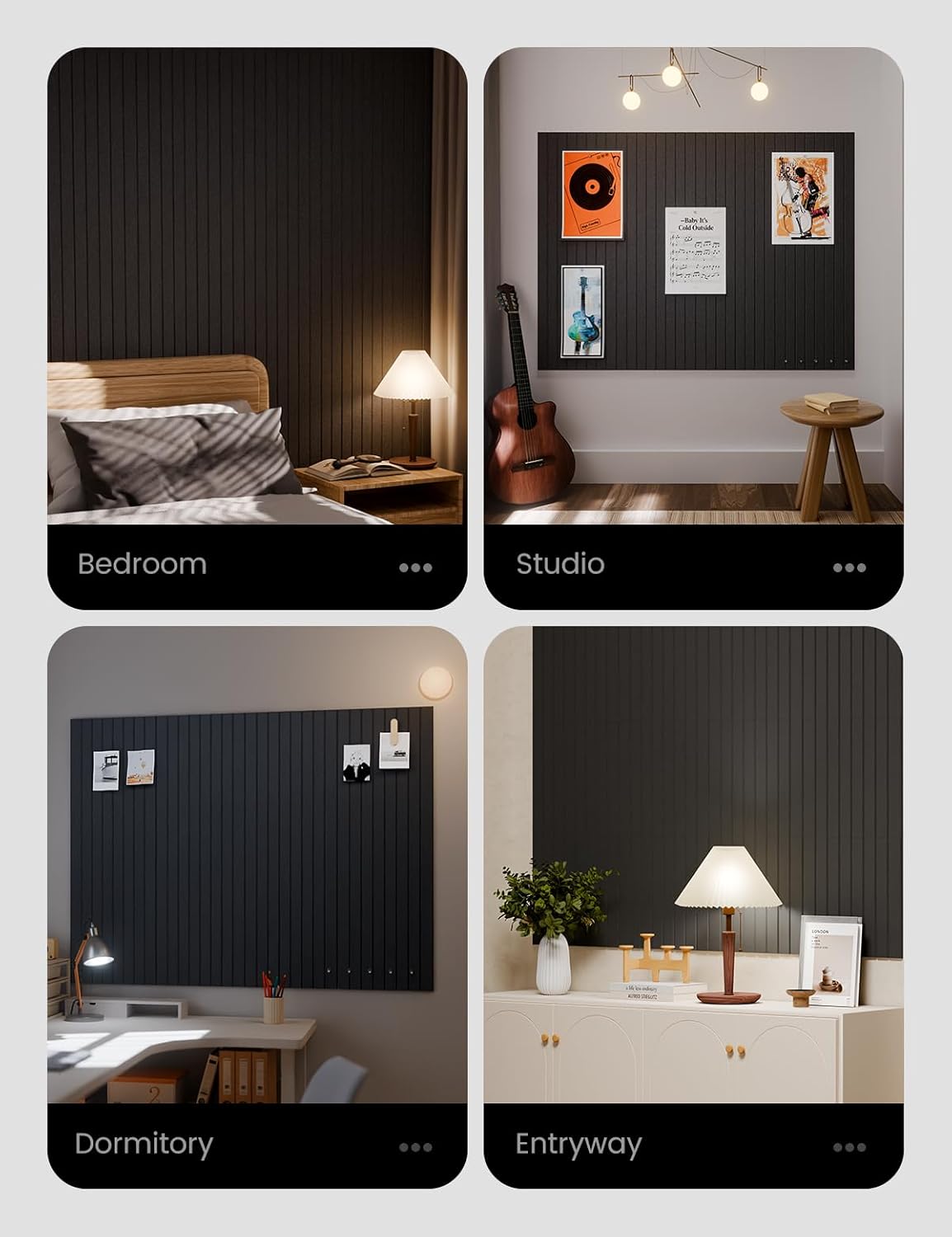 Large Felt Bulletin Board 48" X 36" Large Cork Board Alternative-12 Pack with 70 Safe Removable Adhesive Tabs, Cork Boards for Walls Cork Board for Home Office Classroom Pin Board (Black)