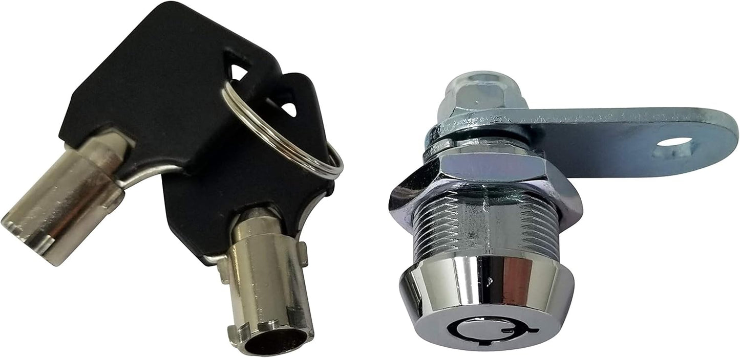 Admiral Locks Tubular Cam Lock, Keyed Alike Removable Key RV Compartment Storage Lock Cabinet Locks (Chrome Pack of 2, 5/8" 90°)