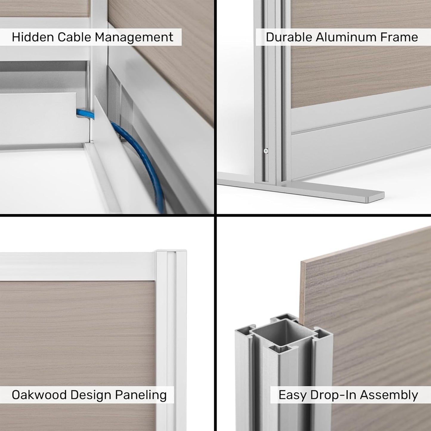 Stand Up Desk Store Oakwood Aesthetic Modular Walls | Room Divider Wall with Durable Woodgrain-Inspired Finish | Modular Office Partition Wall for Offices, Classrooms, and Coworking 70" W x 48" H