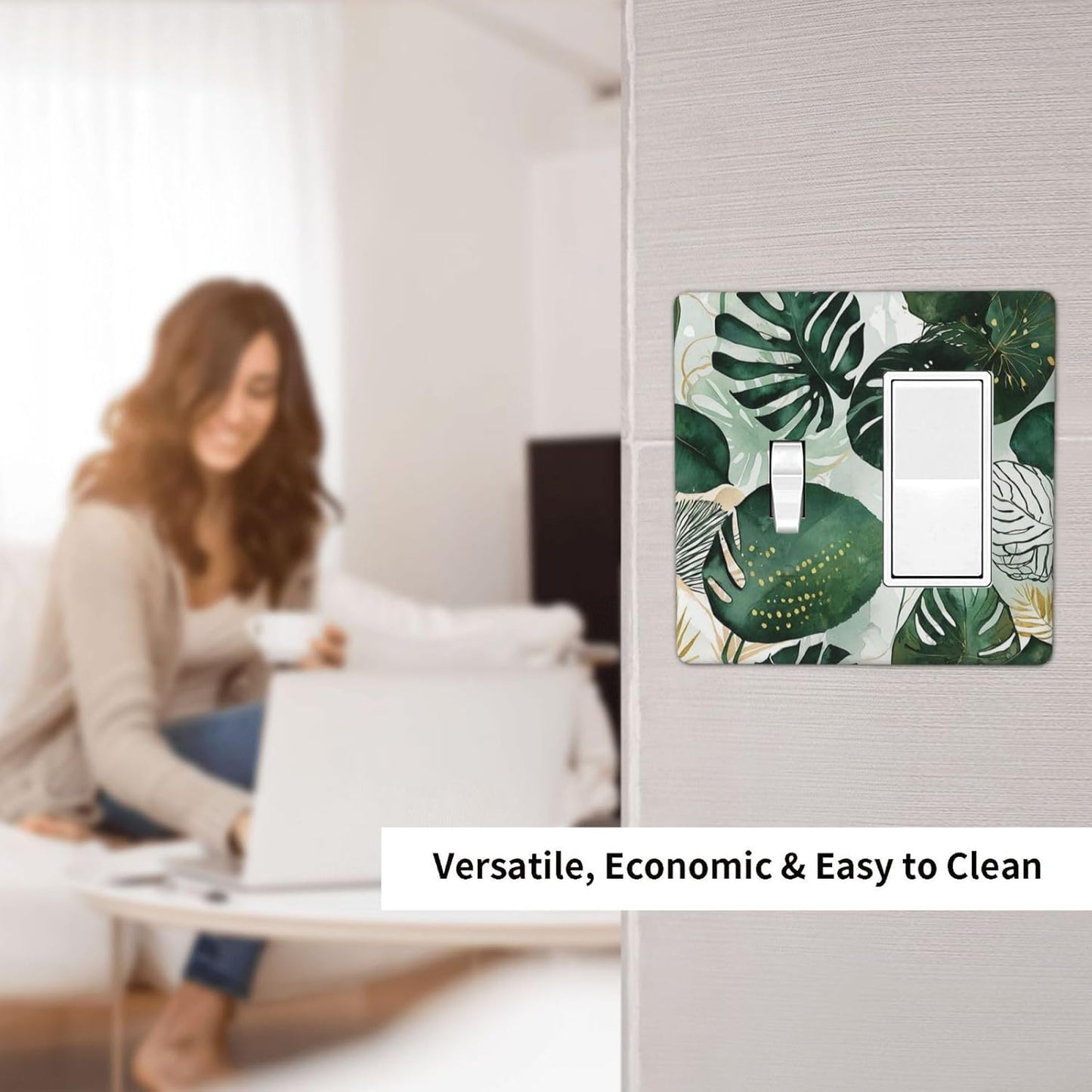 Outlet Covers Boho Tropical Leaves 1 Toggle 1 Rocker Combination Decorative Wall Plate Electrical Switch Plates Light Switch Cover Plate for Bedroom Bathroom Decor