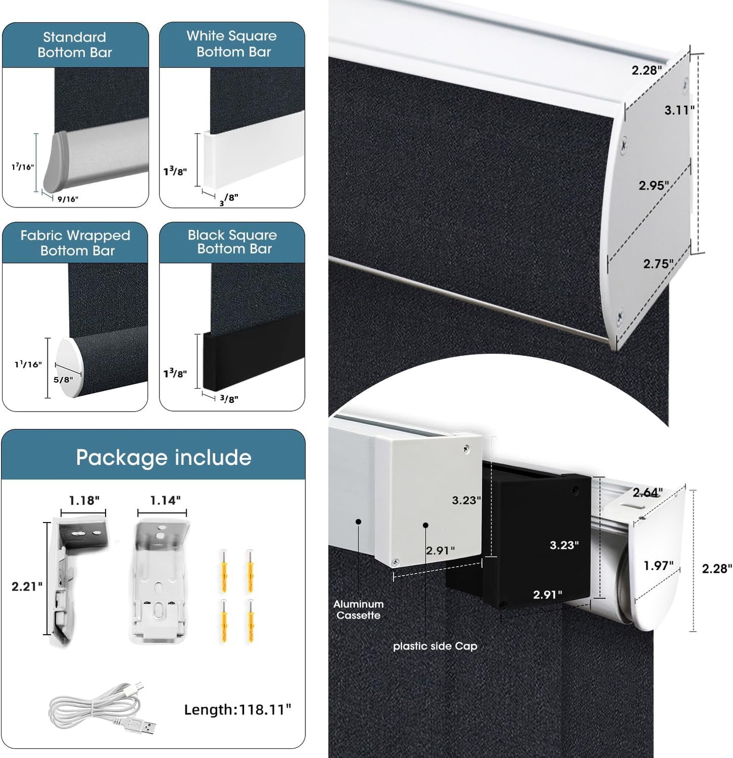 SmartWings Motorized 100% Blackout Shades Blinds, Custom Size, Cordless Window Shades Rechargeable Battery, Work with Matter/Apple HomeKit, Alexa, Thread/Zigbee, Remote Optional, Eclipse Onyx Black
