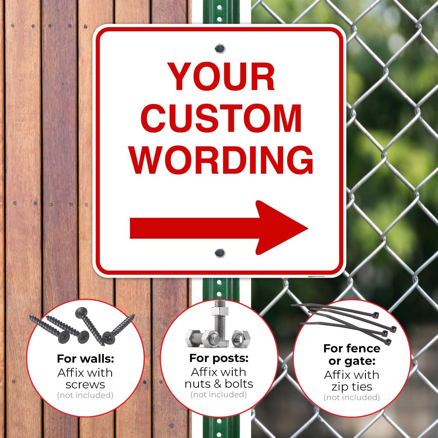 Custom Square Left or Right Arrow Sign, Personalize for Office, Business, Workplace, Office, Home, Airbnb, Delivery Signs, 36x36 Rust Free .063 Aluminum, Fade Resistant, Made in USA