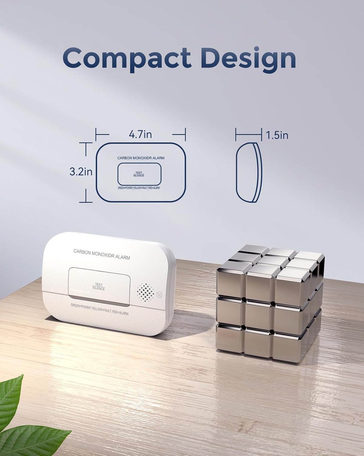 Ecoey Carbon Monoxide Detectors, 10-Year CO Detector with Human Alarm Sounds and Test Button, Carbon Monoxide Alarm Replaceable Battery-Operated for House and Bedroom, FJ127, 2 Packs