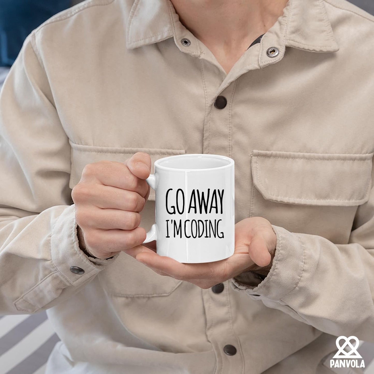 Panvola Go Away I'm Coding Coder Gift Computer Programming Programmer Student Graduation Birthday Valentines Christmas Drinkware Novelty Coffee Ceramic Mug White 11 oz White