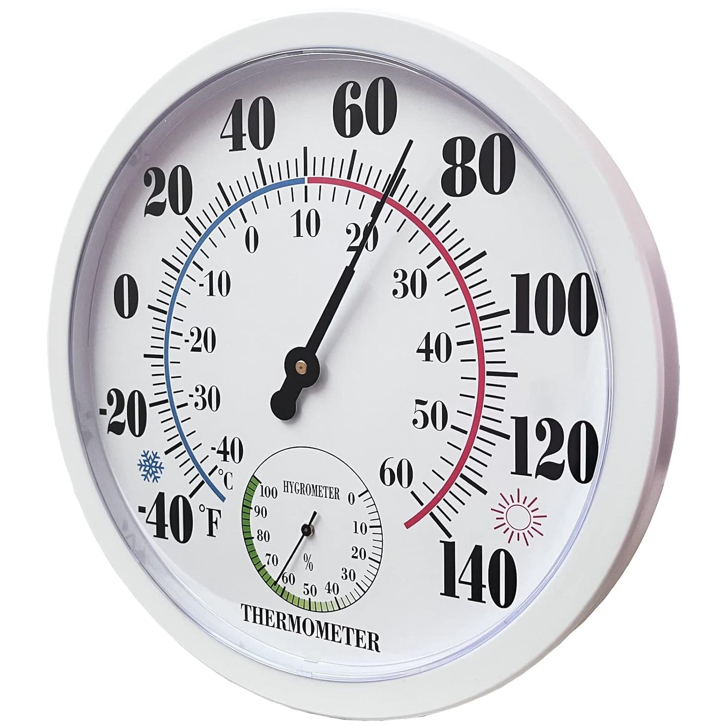 Outdoor Thermometer Hygrometer, 10 Inch Round Large White Gauge with Easy to Read Face, Waterproof Wall Mount for Patio, Garden, Garage, Home Outside Temperature and Humidity Monitor