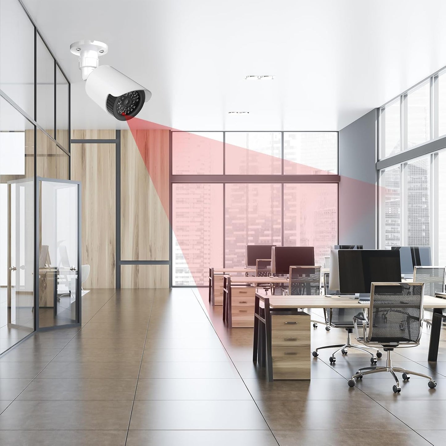 WALI Dummy Fake Simulated Surveillance Security CCTV Dome Camera Indoor Outdoor with One LED Light, Warning Security Alert Sticker Decal (TC-W4), 4 Packs, White