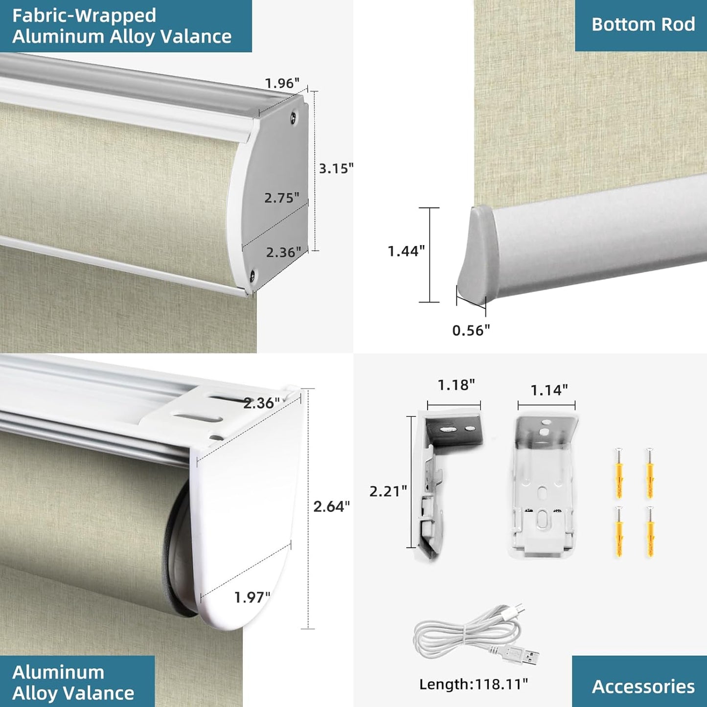 SmartWings Motorized Shades Window Blinds Remote Control Work with Thread Apple Homekit Z-Wave Alexa 100% Blackout Dual-Sided Automatic Smart Roller Shade Customized 16"-110" W (Bouvardia Cream)