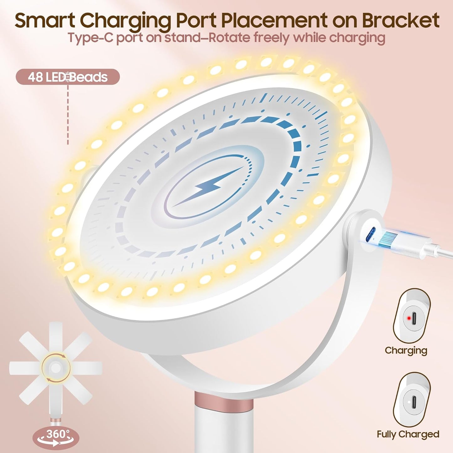 Makeup Magnifying Mirror with Light 30X/1X, Digital Display, 2-Sided Touch Control, Makeup Mirror with 3 Color Lights,360° Rotate, Height Adjustable Lighted Magnifying Mirrors for Desk Travel