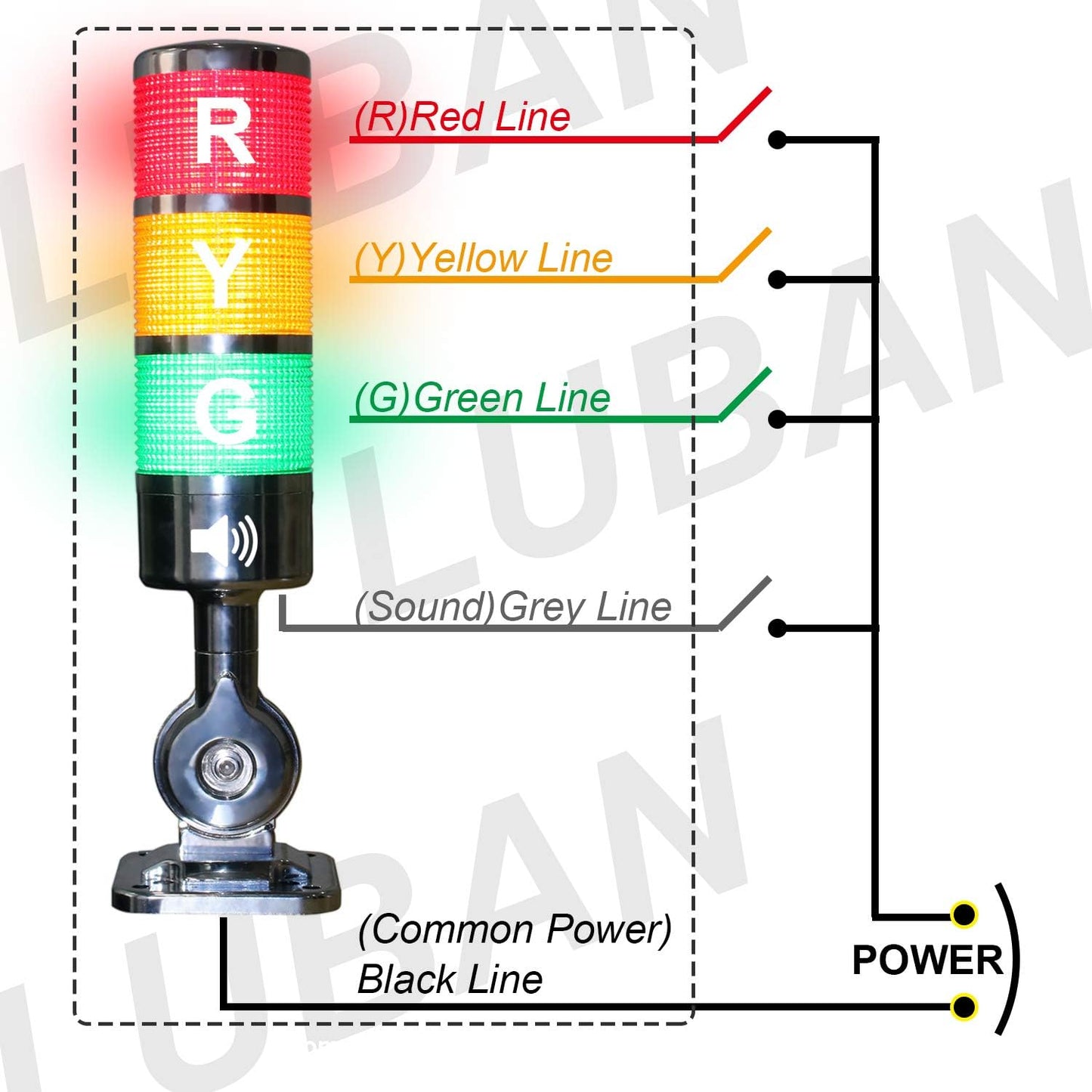 12-24V LED Stack Tower Lights, Industrial Warning Lights, Andon Lights, Column Signal Tower Indicator Lamp Beacon, Continuous/Flashing Light Switchable, 1 Layer (Without Buzzer)