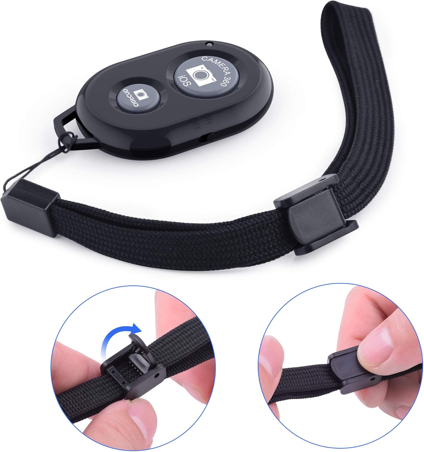 Wireless Camera Remote Shutter for Smartphones (2 Pack), Zttopo Wireless Phone Camera Remote Control Compatible with iPhone/Android Cell Phone - Wrist Strap Included Black&Blue