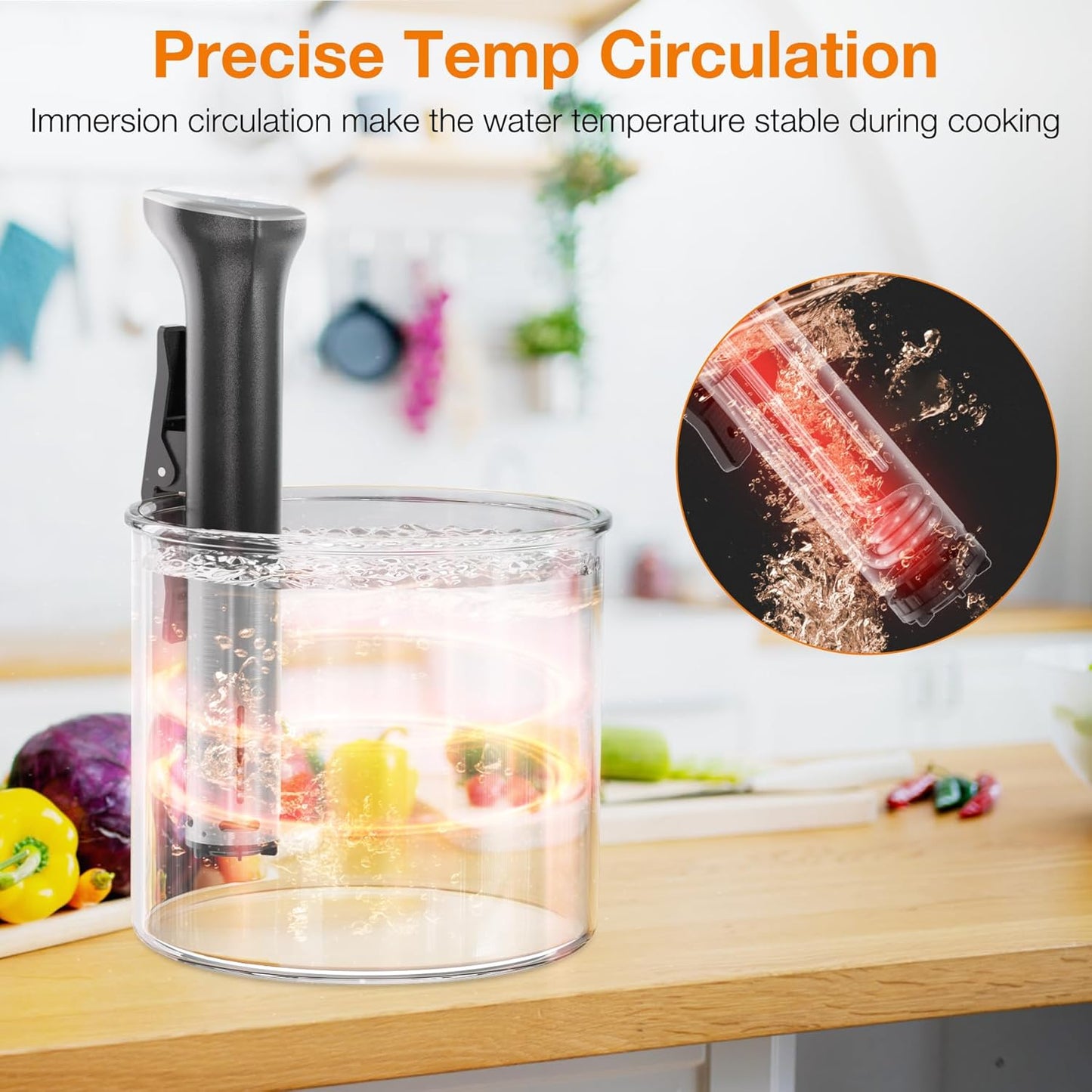 Sous Vide Machine 1100W Upgraded Sous Vide Cooker Ultra-quiet Working Sous Vide Cooker Immersion Circulator, Touch Control, Accurate Temperature, Digital Timer, IPX7 Waterproof