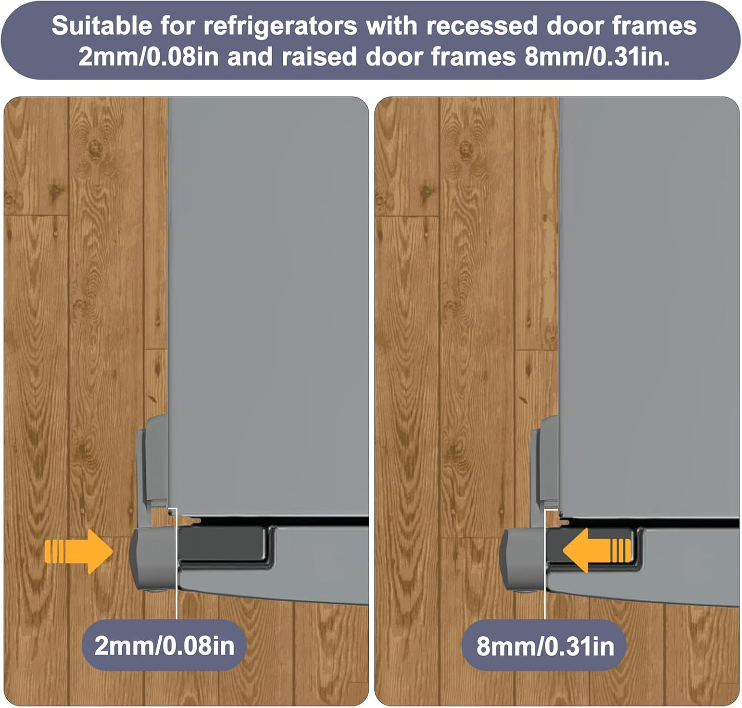 Fridge Lock for Kids, Childproof Refrigerator Door Lock, Fridge Latch with 3M Adhesive, Freezer Locks Automatically Closed, No Drill No Screw, More Security for Kids/Pets (2 Pack, Gary)