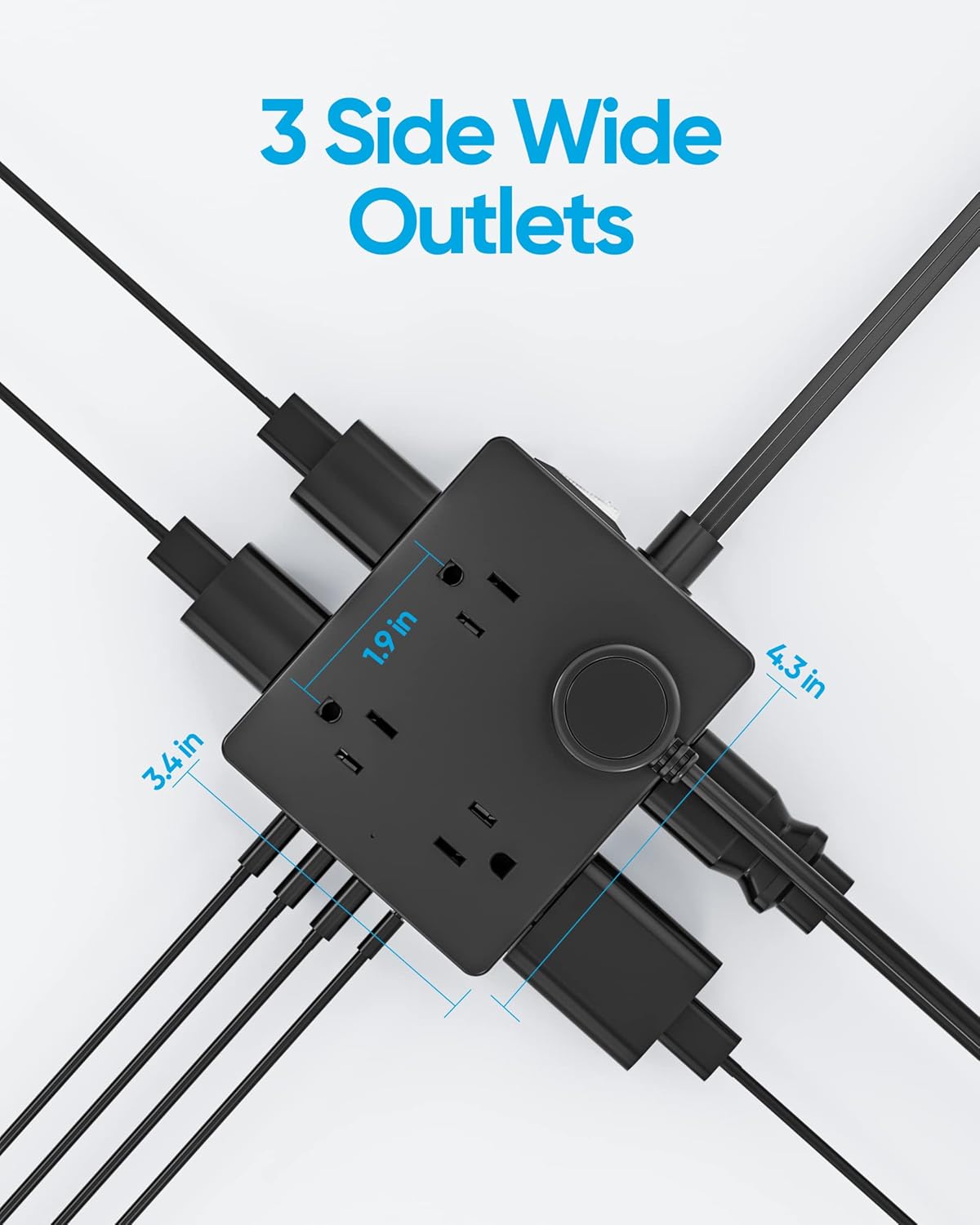 Surge Protector Power Strip, Olcorife 15ft Long Extension Cord with 8 Outlets 4 USB Ports(1 USB C), Flat Wall Plug Outlet Extender, College Dorm Room Essentials, Black