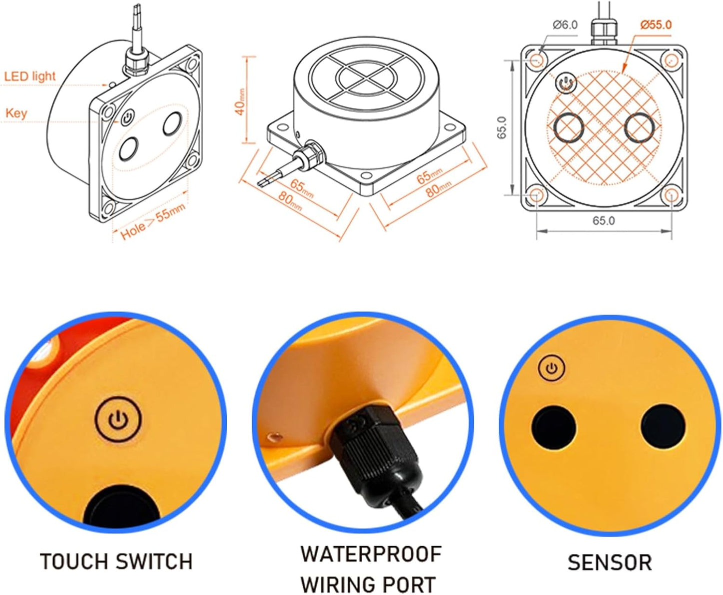 Moray Smart WiFi Water Level Sensor Water Tank Level Monitor Oil Tank Gauge Sensor , Automatic Alarm Indicator for Tuya Smart Life Mobile APP Smart Home Remote IP65 Waterproof (ME201W)