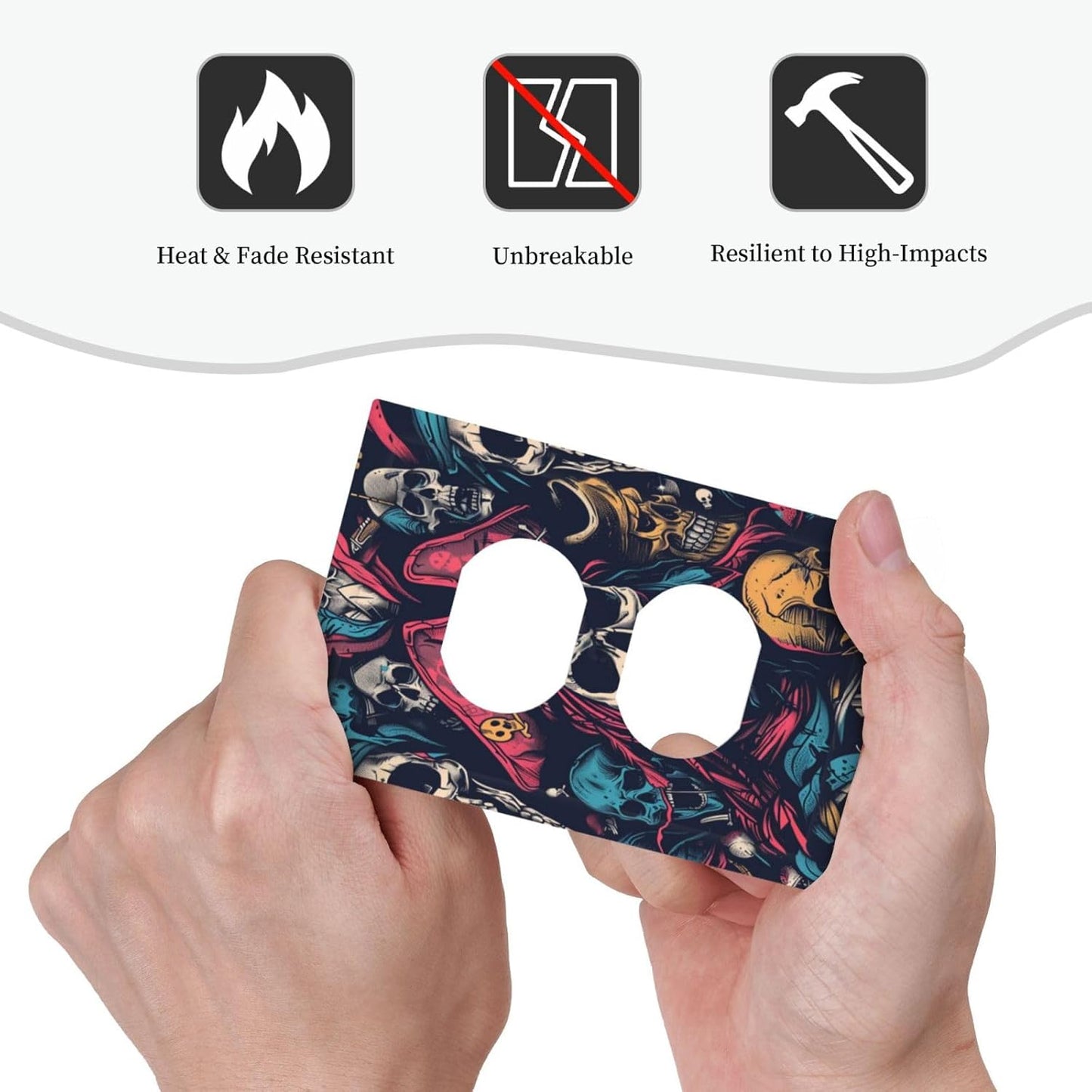 Outlet Covers Pirate Colourful Skeleton Red Hat 1 Gang Duplex Light Switch Cover Decorative Switch Plates Electrical Receptacle Faceplate Wall Plate For Farmhouse Cabin Decor