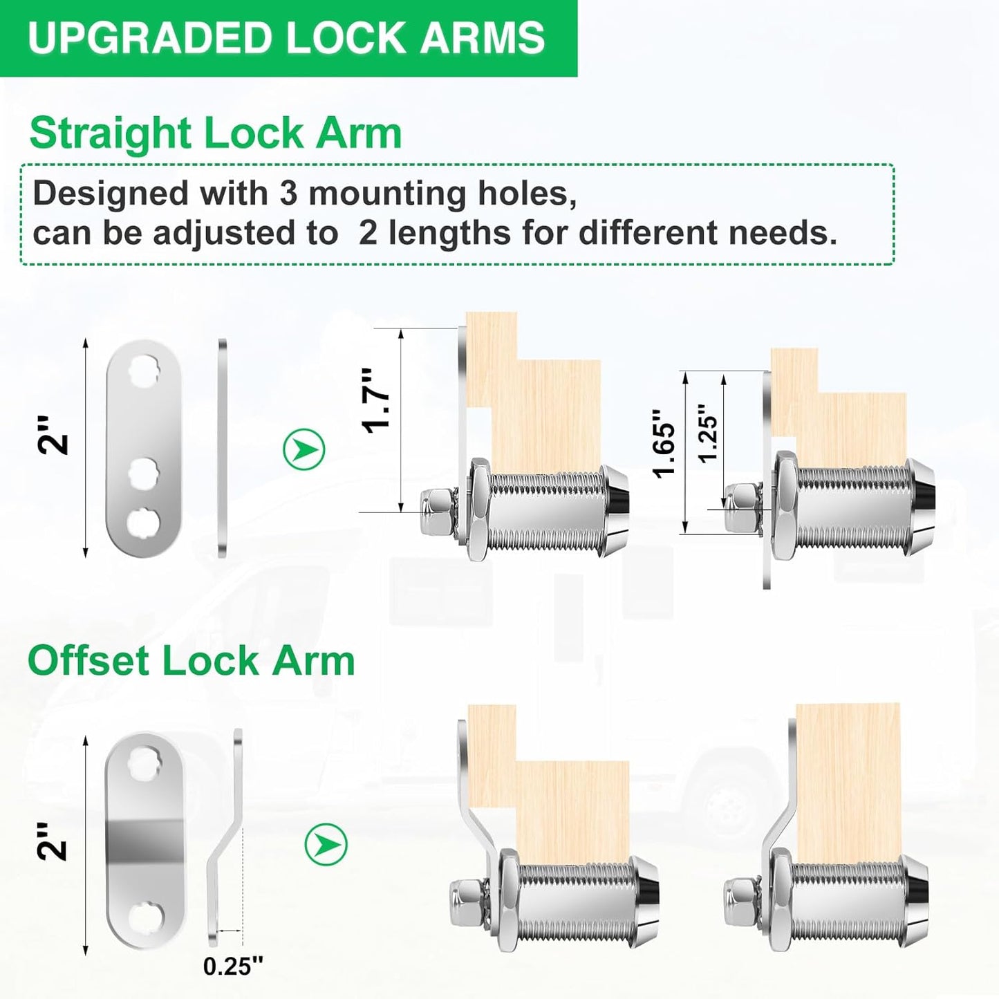 10Pack Cabinet Lock with Keys, 1-1/2" RV Storage Locks Keyed Alike, RV Locks for Storage Door, Camper Toolbox RV Cam Locks with Manual (Chrome - 10 Pack, 1-1/2 Inch)