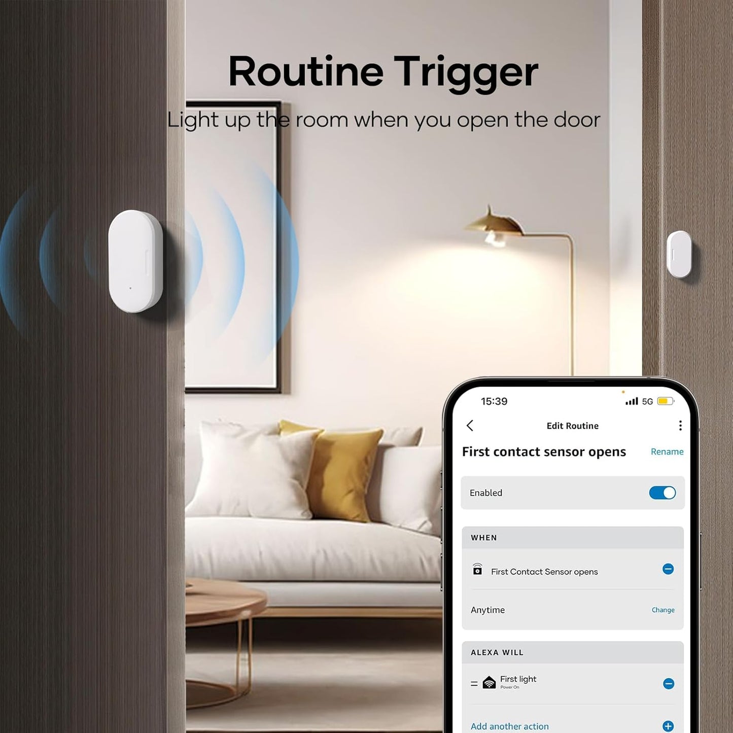 Zigbee Door Sensor 2 Pack, Mini Smart Door Sensor, Home Automation, Kid Safety, Compatible with SmartThings, Alexa, Home Assistant, Aeotec, Hubitat, Homey with Build-in Zigbee Hub, Hub Required