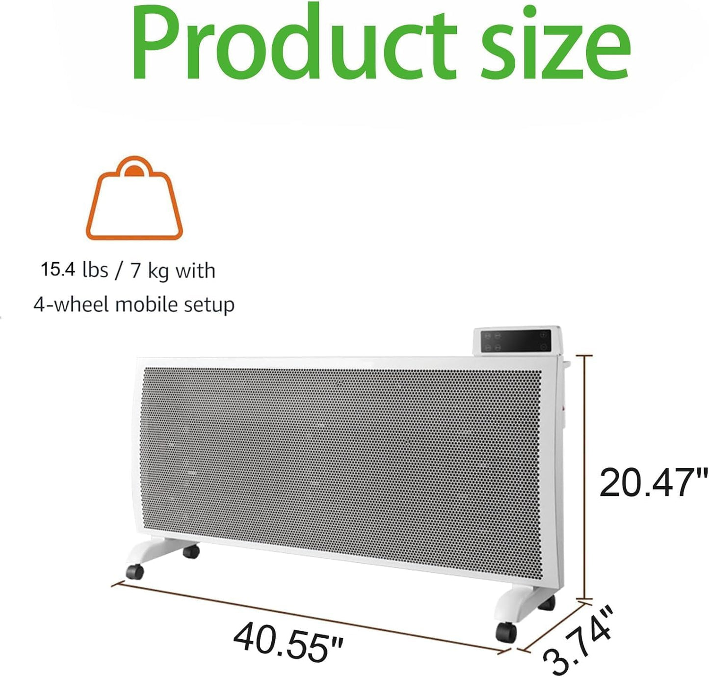 Infrared Space Heater: 1500W Portable Stand or Wall Mount Smart Electric Heater for Indoor Use Remote Control Bedroom & Office