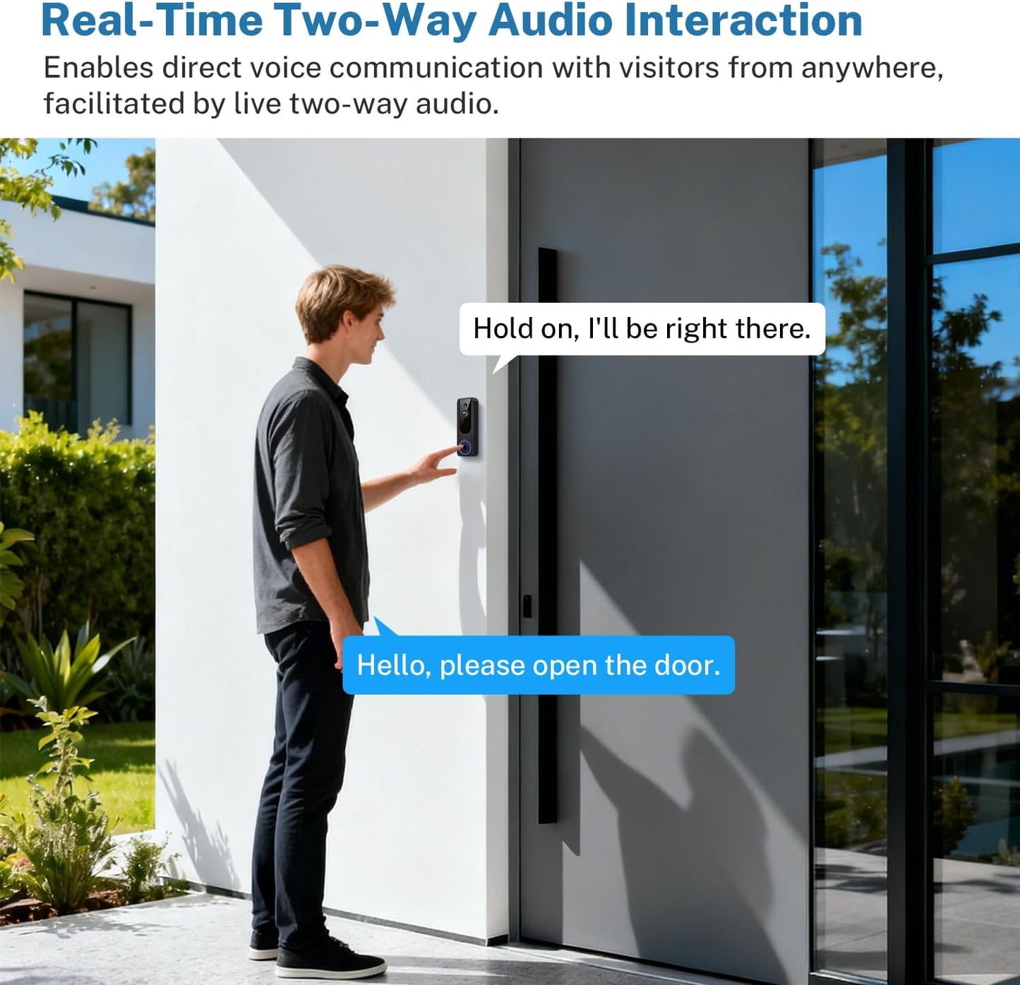 Doorbell Camera Wireless with Indoor Receiver, Battery Powered, AI Human and Motion Detection, 2 Way Talk, 1080P Night Vision, Cloud Storage (Sold Separately)