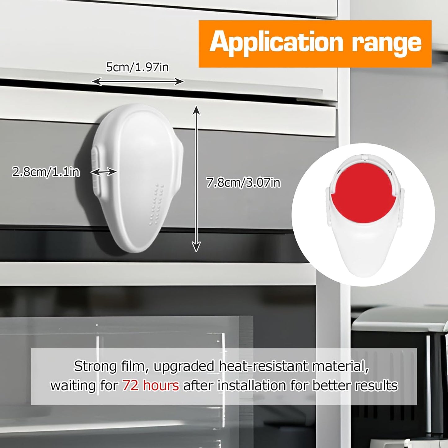 Oven Lock Child Safety (1 Pack), Cabinet Lock Baby Proofing, Baby and Child Proof Lock for Drawer Oven Stove Door, Upgrade Heat-Resistant Material, Easy to Install, No Tools Need - White