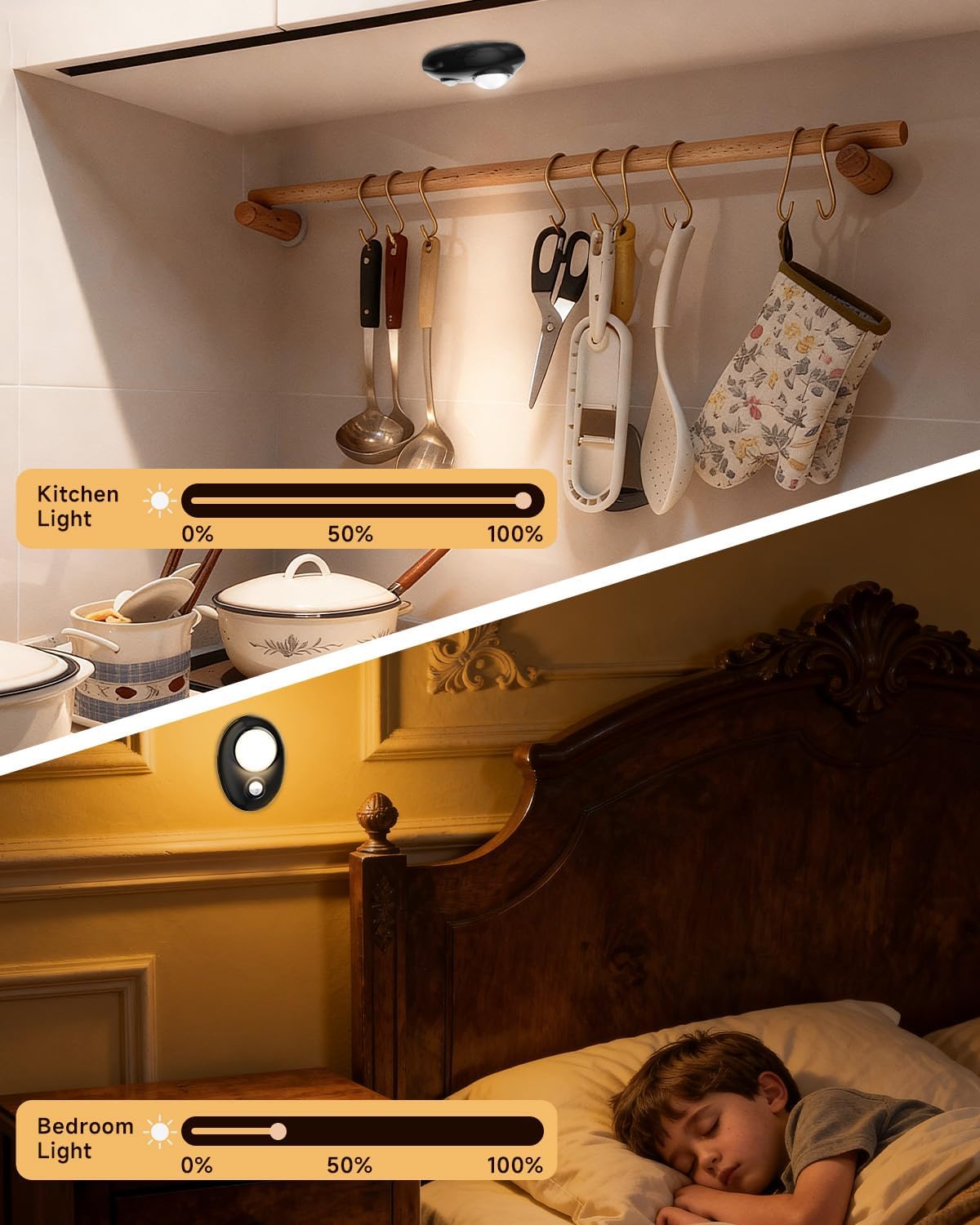 LEPOTEC LED Puck Lights, Rechargeable Battery Light,3 Color Temps Tap Lights,Wireless Closet Light,Under Cabinet Lighting,Magnetic Sitck On Lights for Kitchen,Closet,Pantry,Shelves(6 Pack)