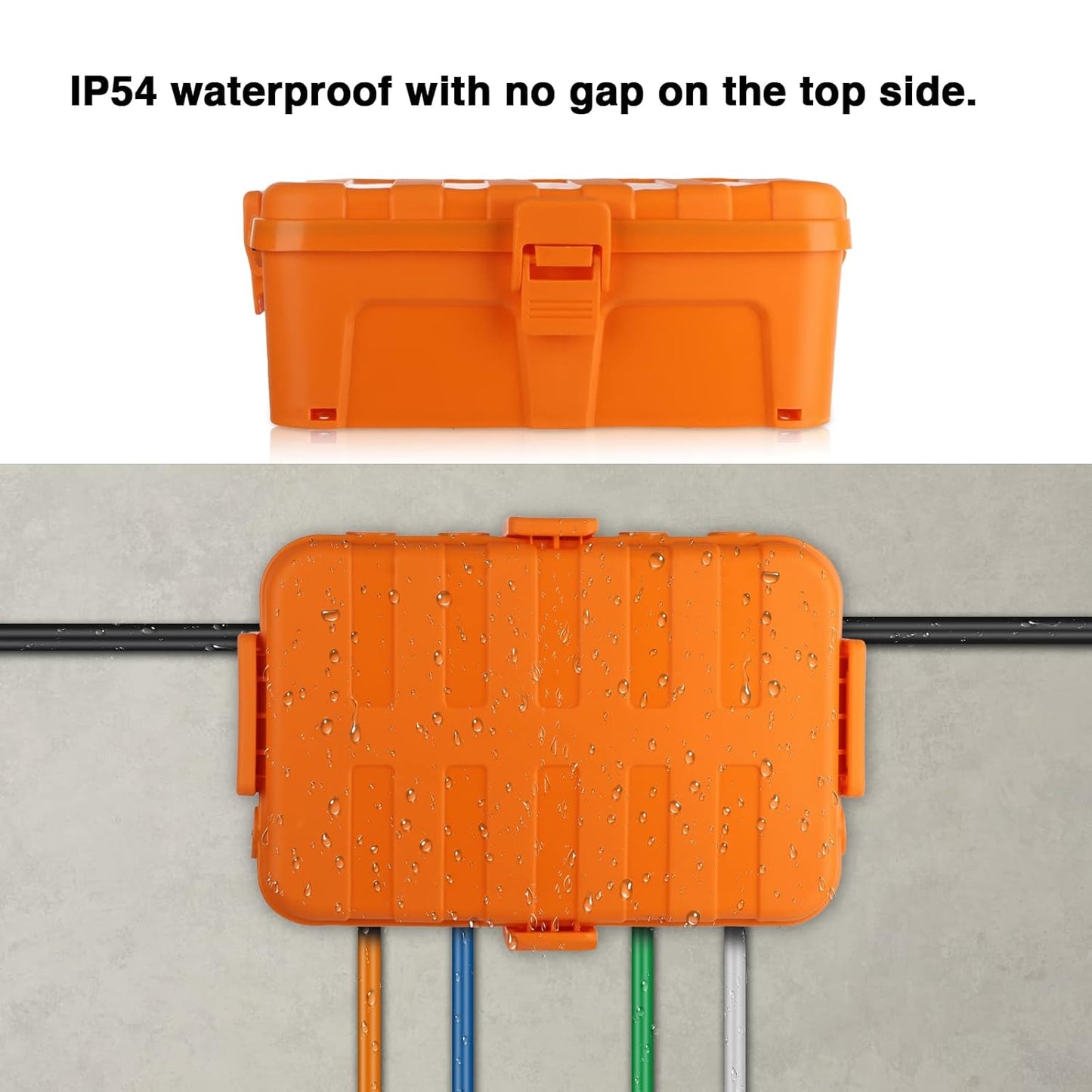Flemoon Large Outdoor Electrical Box, IP54 Waterproof Outdoor Extension Cord Cover Weatherproof, Protect Outlet, Plug, Socket, Timer, Power Strip, Holiday Light Decoration, Orange