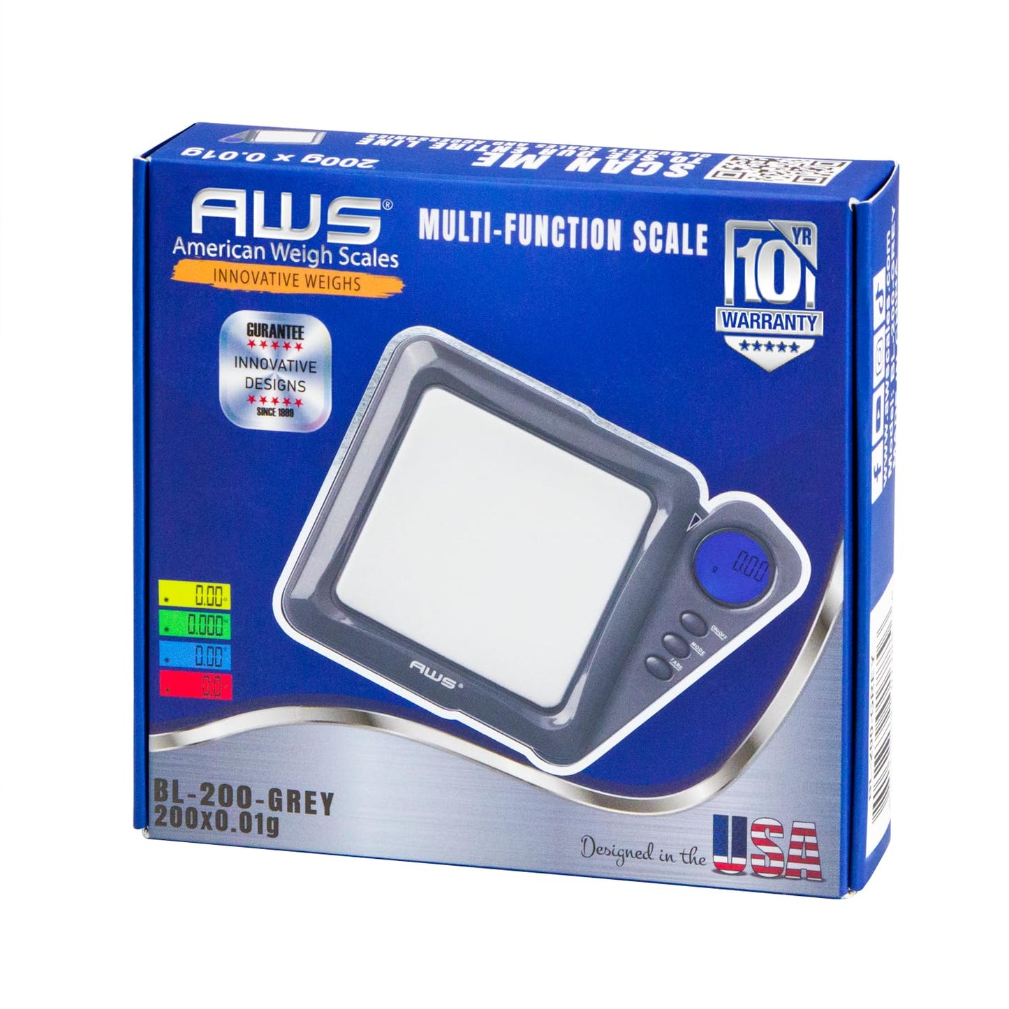 American Weigh Scales 200g x 0.01g Digital Pocket Gram Scale-Blade Series | Precision Mini Scale 0.01g Accuracy, Pocket Scale for Kitchen, Gold, Gems & Coin Scale, Smart Digital & Compact Scale