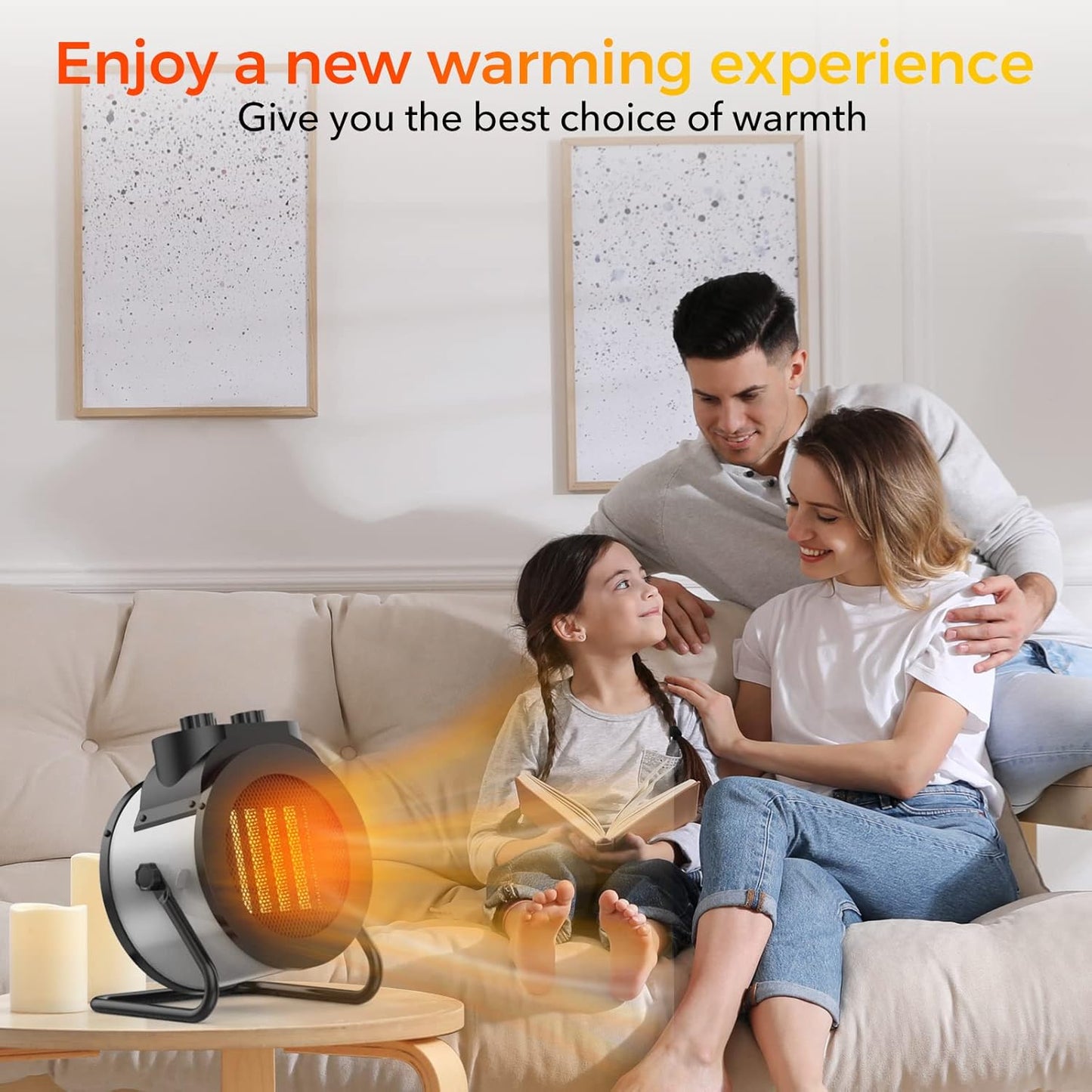 1500W Electric Space Heater with 90 Adjustable Angle, Overheat Protection, Heater for Garage, Office, Indoor Use