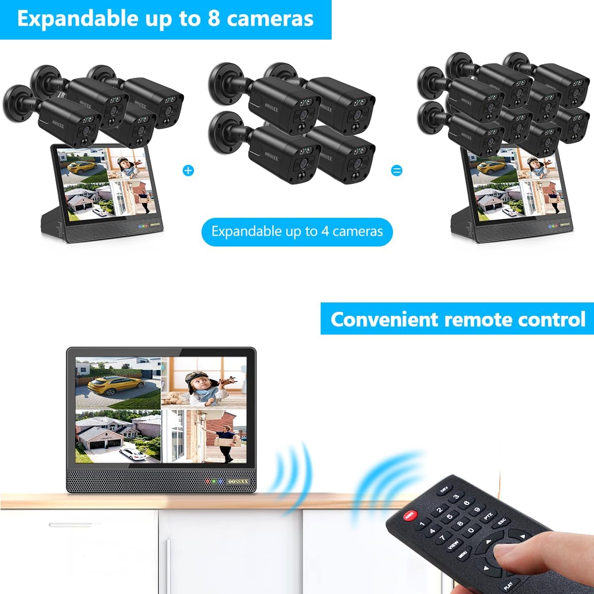 (All-in-One 10.1" IPS 8MP Monitor) 2-Way Audio PoE Outdoor Home Security Camera System Wired Outdoor Video Surveillance IP Cameras System