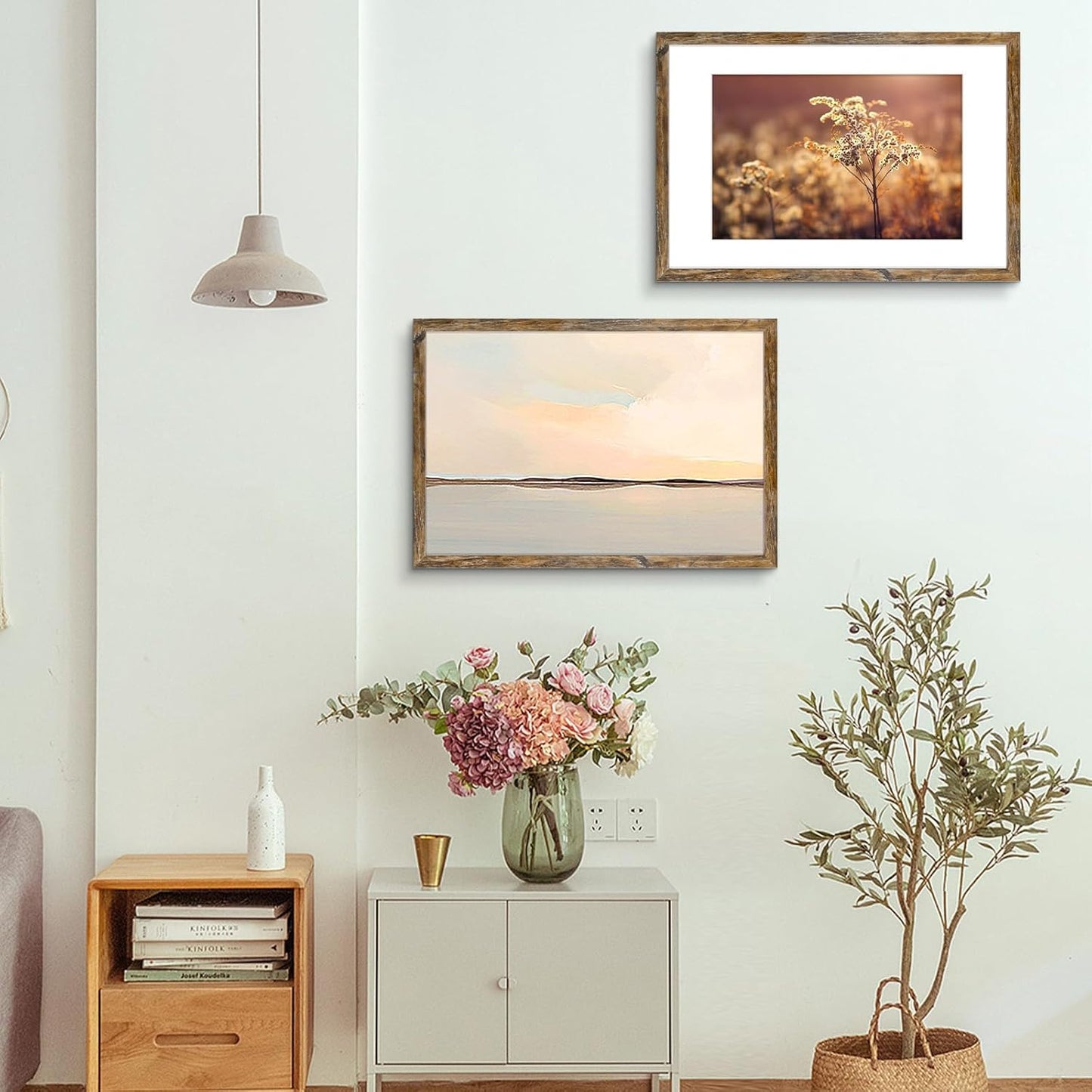 Golden State Art, 16x24 Picture Frame With Mat for 12x18 - High Definition Glass Wall Mounting Horizontal Vertical Display (Light Brown, 1 Pack)