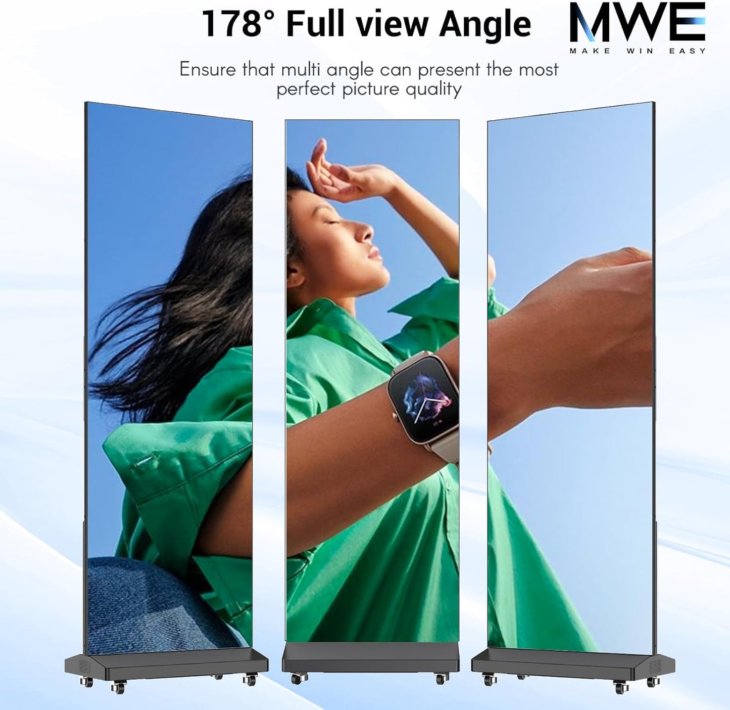 80 Inch LED Digital Signage Display, Foldable Seamless Stitching Kiosk, P1.86 GOB LED Screen Poster with Flight Case, Commercial Advertising Display for Events, Rentals and Weddings (Black, 2 Unit)