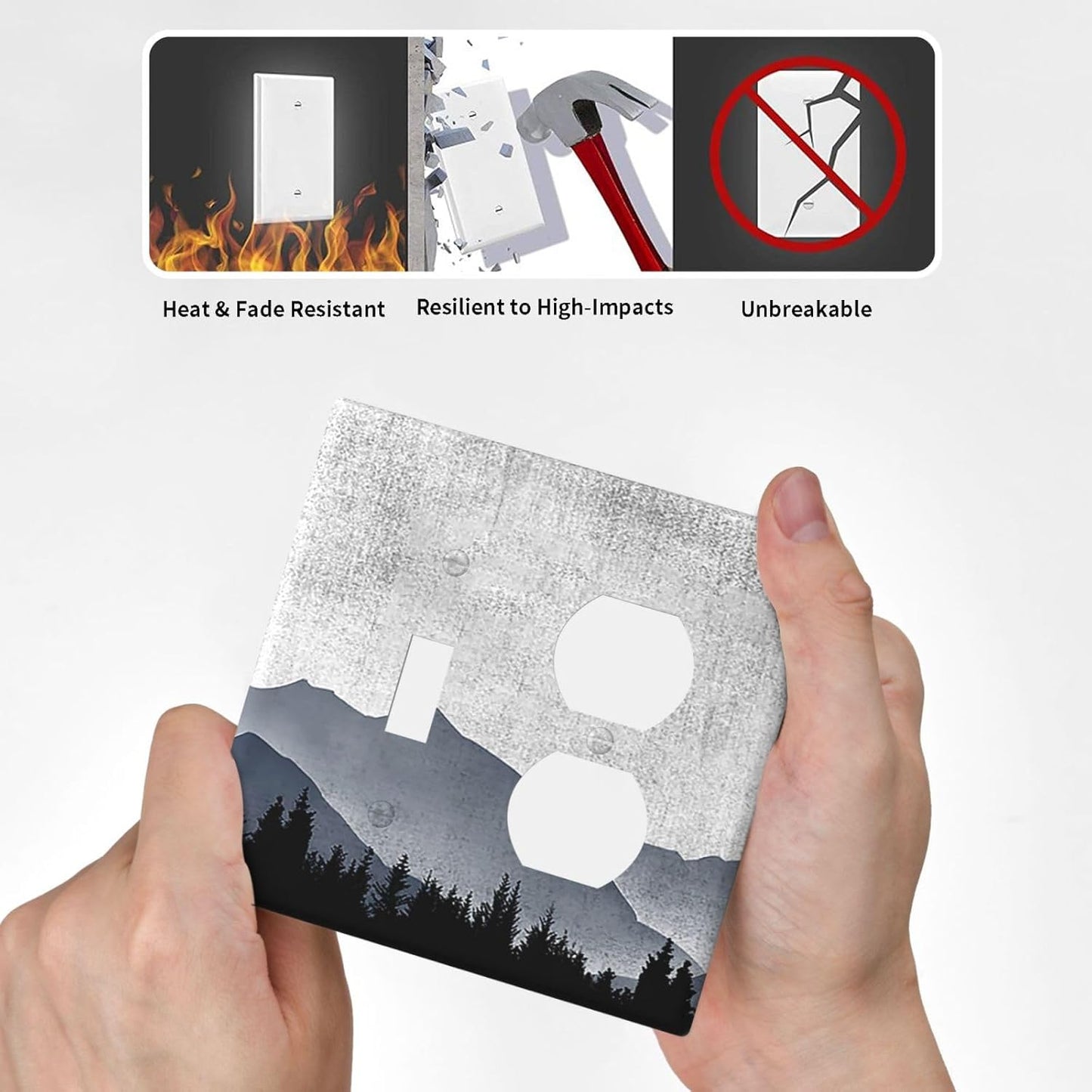 Wallplates Natural Landscape Mountains Pine Trees 1 Toggle 1 Duplex Switch Plate Electrical GFCI Faceplate Decorative Light Switch Covers for Bedroom living Room Decor