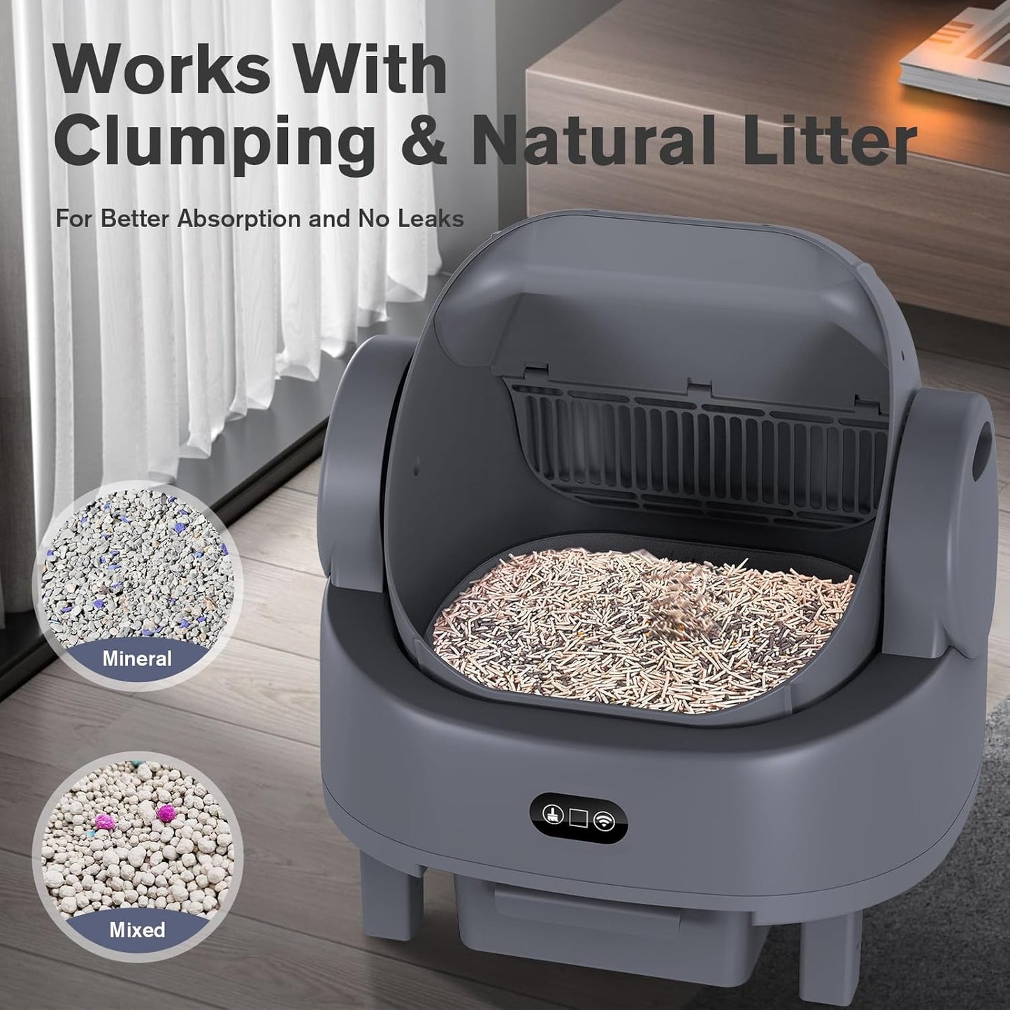 Automatic Cat Litter Box, Electric Large Open-Top Self Cleaning Litter Box for Multiple Cats, Smart APP Control, Multiple Safety Sensors, 1 Rolls Bags & 1 Mat, Arenero para Gatos Autolimpiable