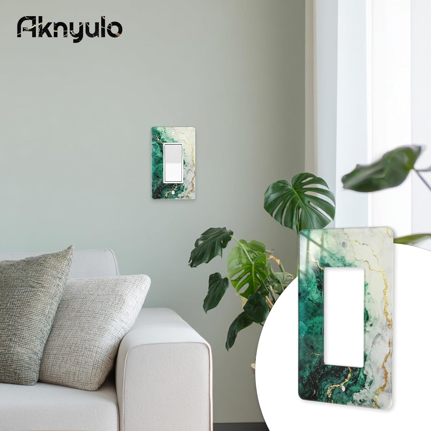 Modern Abstract Lexury Dark Turquoise Teal Blue Gray Marble Textured Acrylic Wall Plate Switch Light Cover Durable Decorative Outlet Covers Switch Plates And Outlet Covers