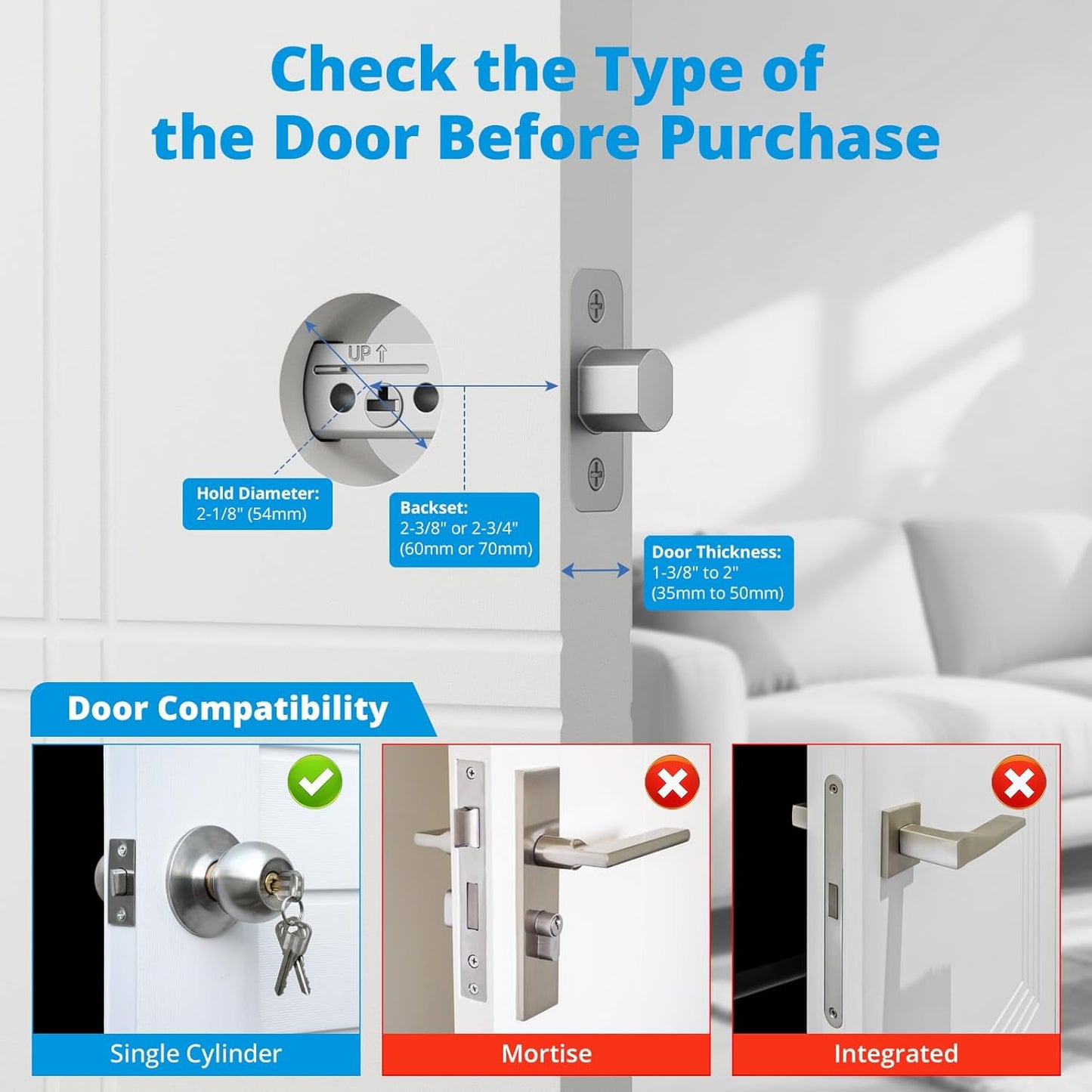 WiFi Smart Lock Keyless Entry Door Lock with 8xAA Batteries, App Remote Control, Touchpad Keypad Deadbolt for Front Door, Auto Lock, Keys, Fob Card, PIN Code Unlock, 8-Month Battery, T02 Mini