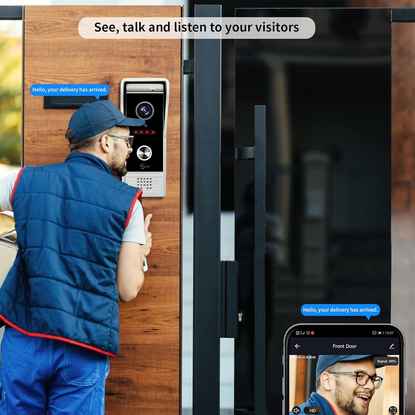 Video Doorbell Intercom System,10 Inches Touch Screen (Black) Video Doorbell Door Phone System,Support Remote Unlock, Dual-Way Intercom,Night Vision for Villa House Apartment (1-Camera + 2-Monitor)